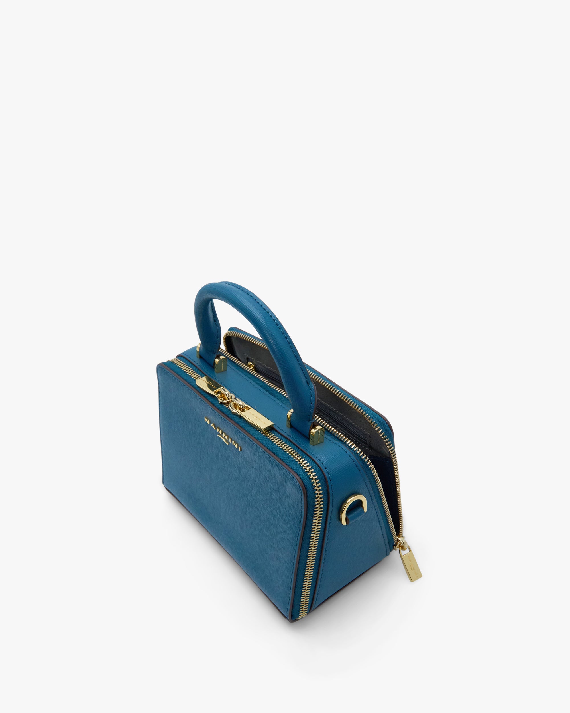 NANNINI bauletto pelle martellata bordeaux inserto oro manico tracolla