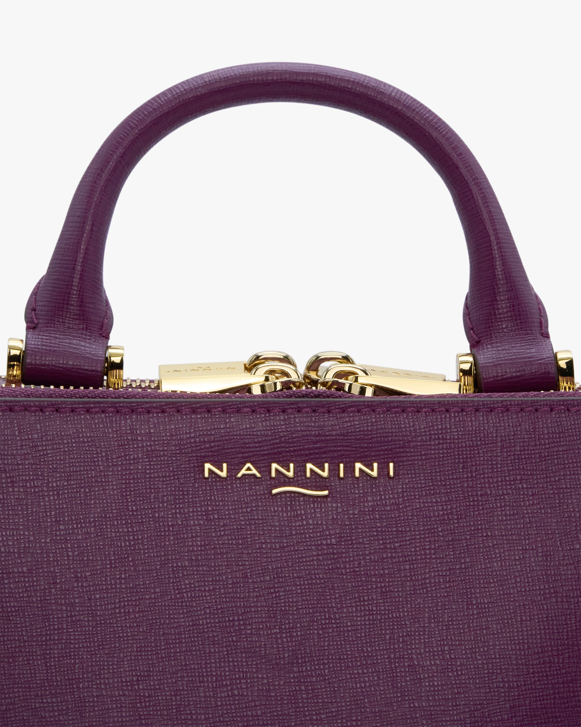NANNINI Borsa a mano pelle martellata con patta nera