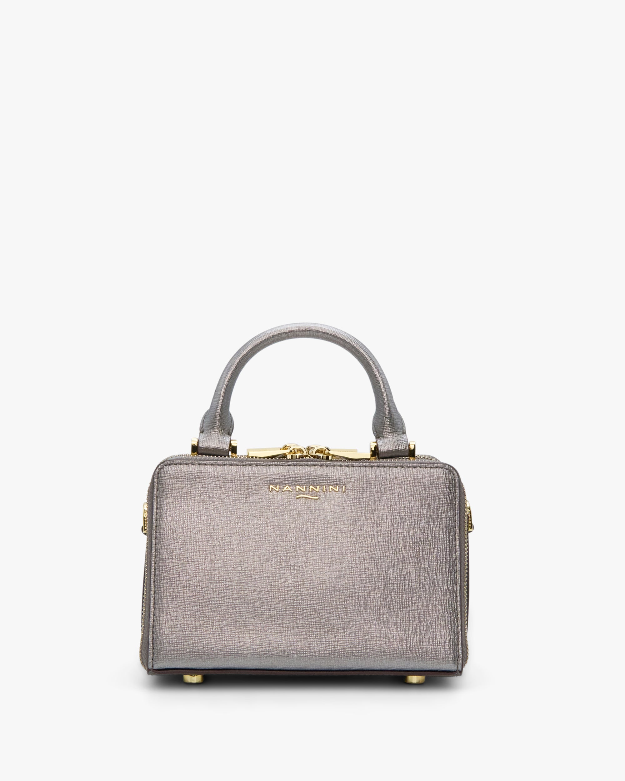 NANNINI Borsa a mano pelle martellata marrone chiusura magnetica