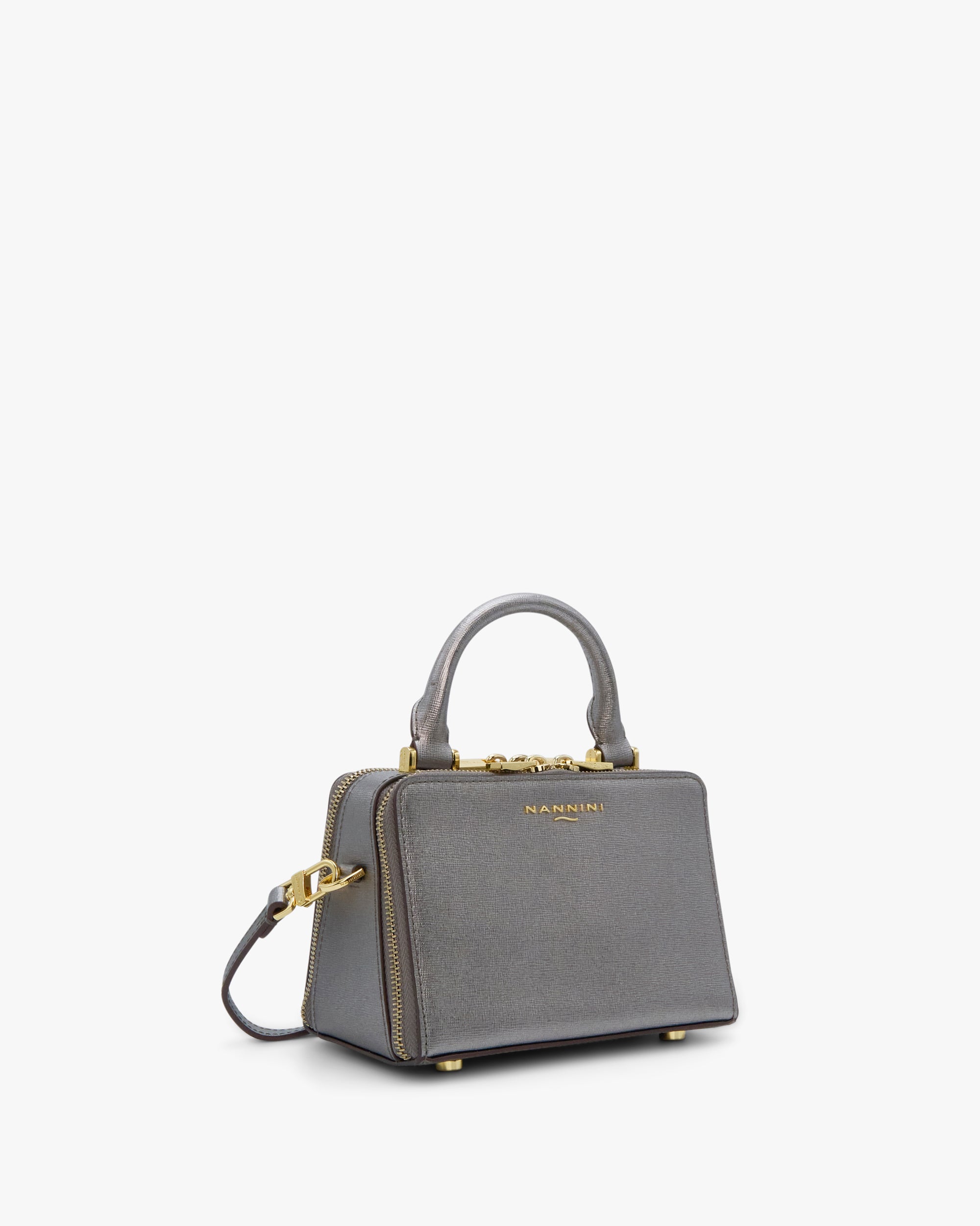 NANNINI borsa spalla donna pelle coccodrillo marrone made italy