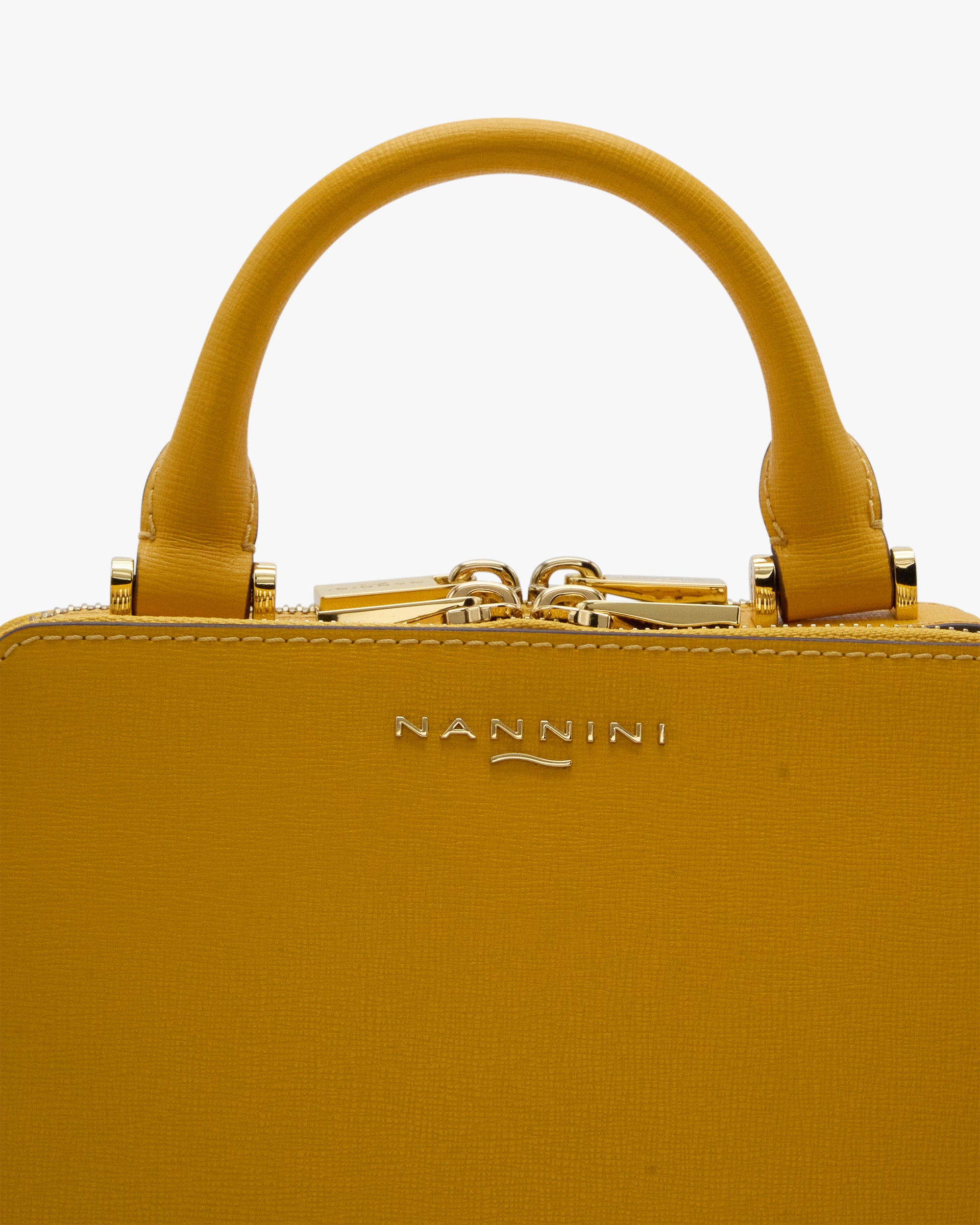 NANNINI Borsa a mano pelle martellata marrone chiusura patta