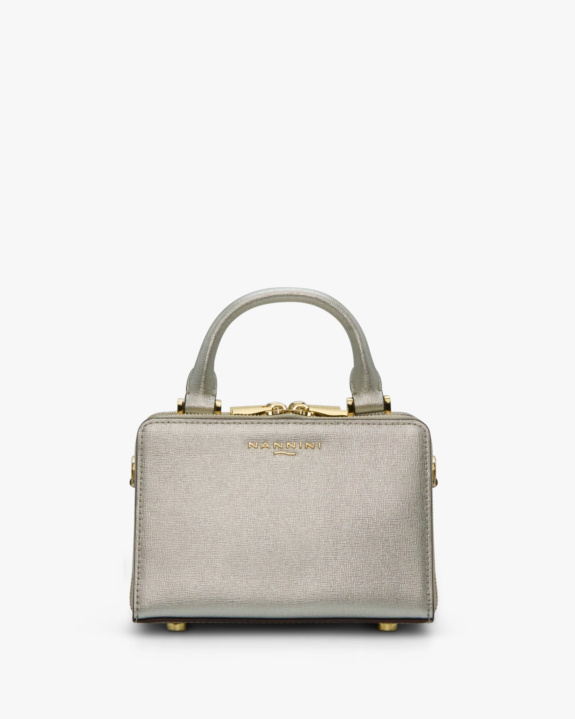 NANNINI tracolla pelle lucida marrone fibbia metallo oro