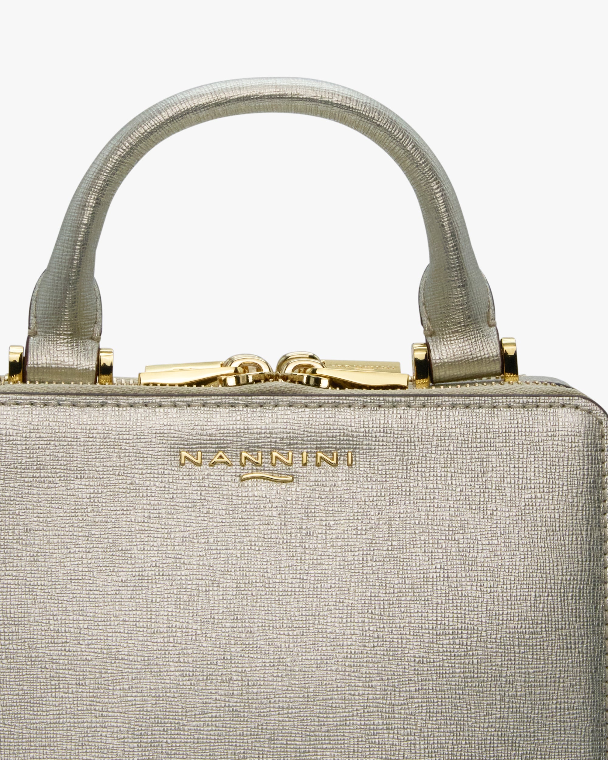 NANNINI borsa secchiello pelle martellata color cuoio grande