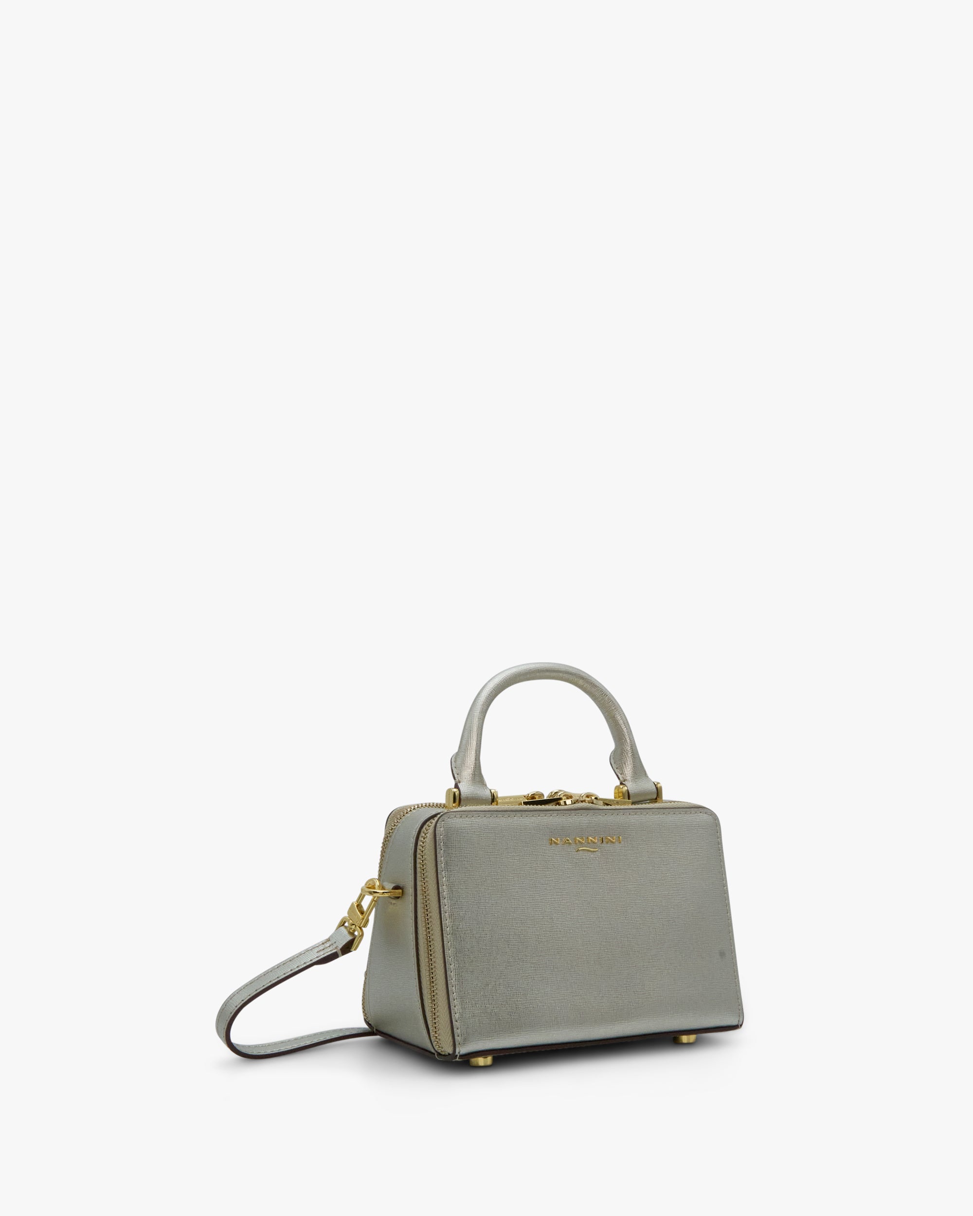 NANNINI pochette pelle stampa cocco marrone chiusura metallo oro