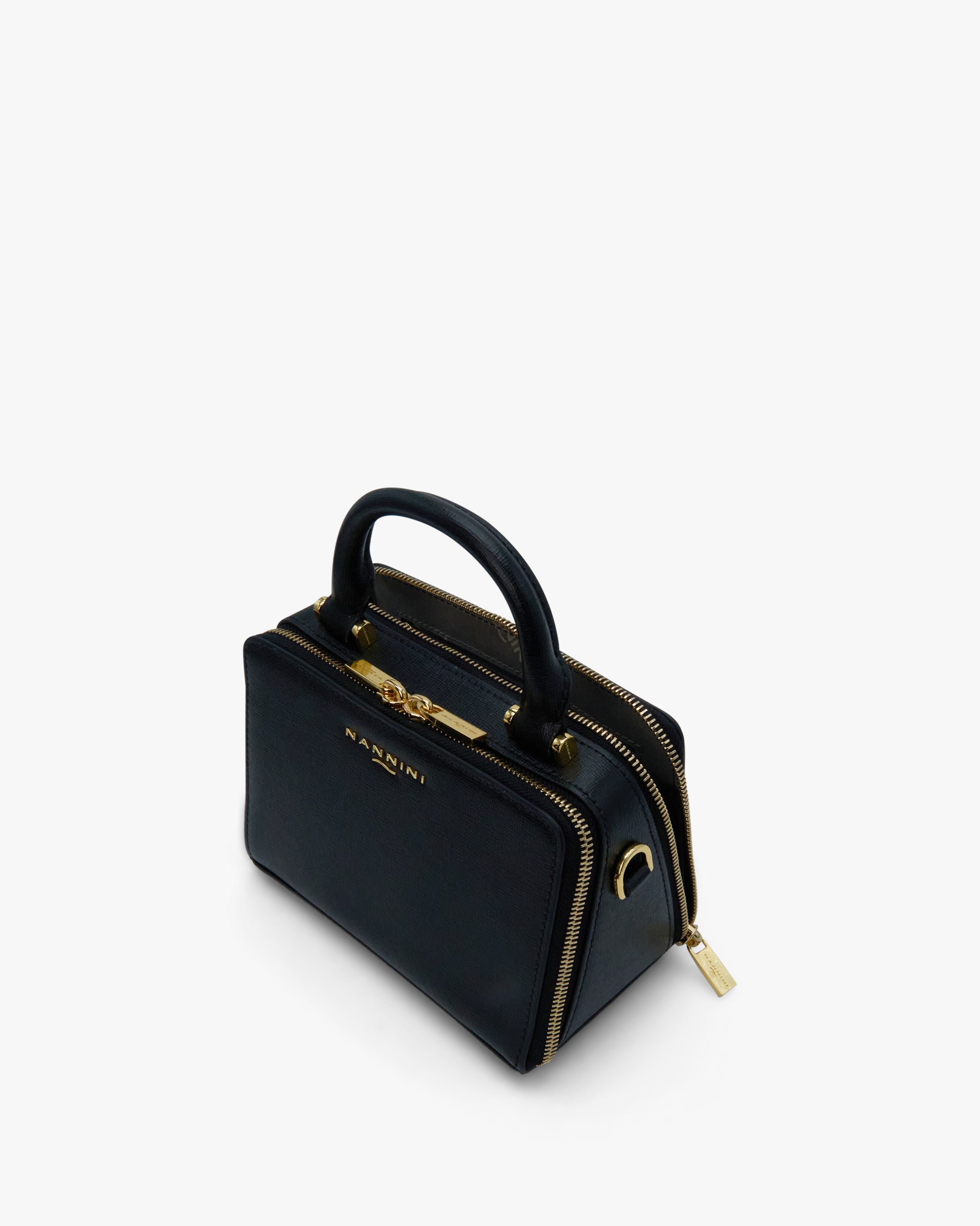 NANNINI borsa spalla donna pelle nera con tracolla