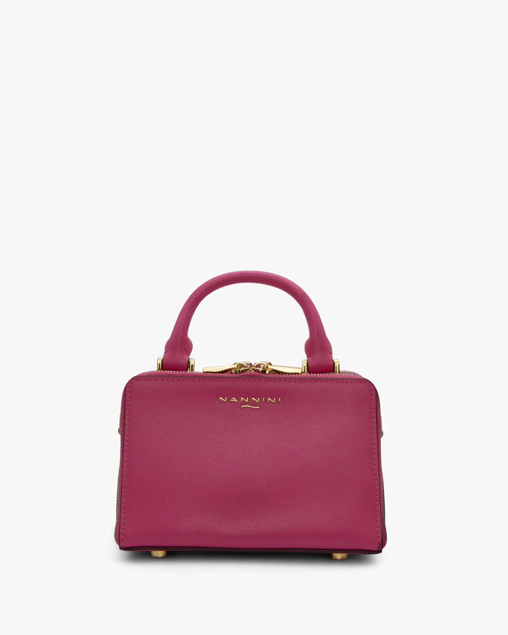 NANNINI borsa secchiello pelle liscia marrone con frange tracolla