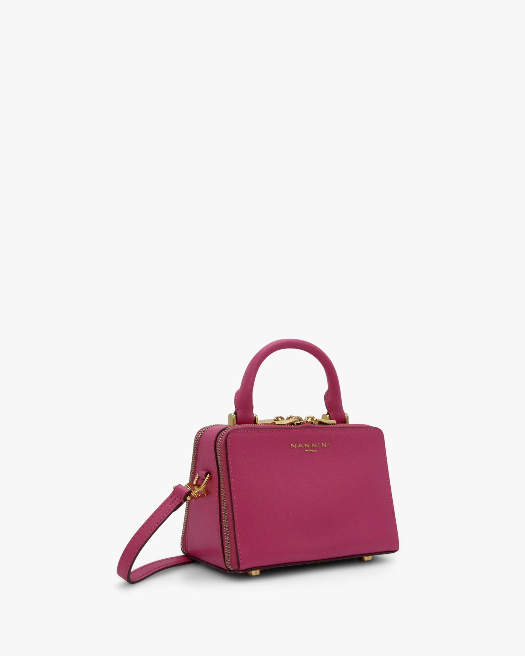 NANNINI bauletto donna pelle martellata con tracolla marrone