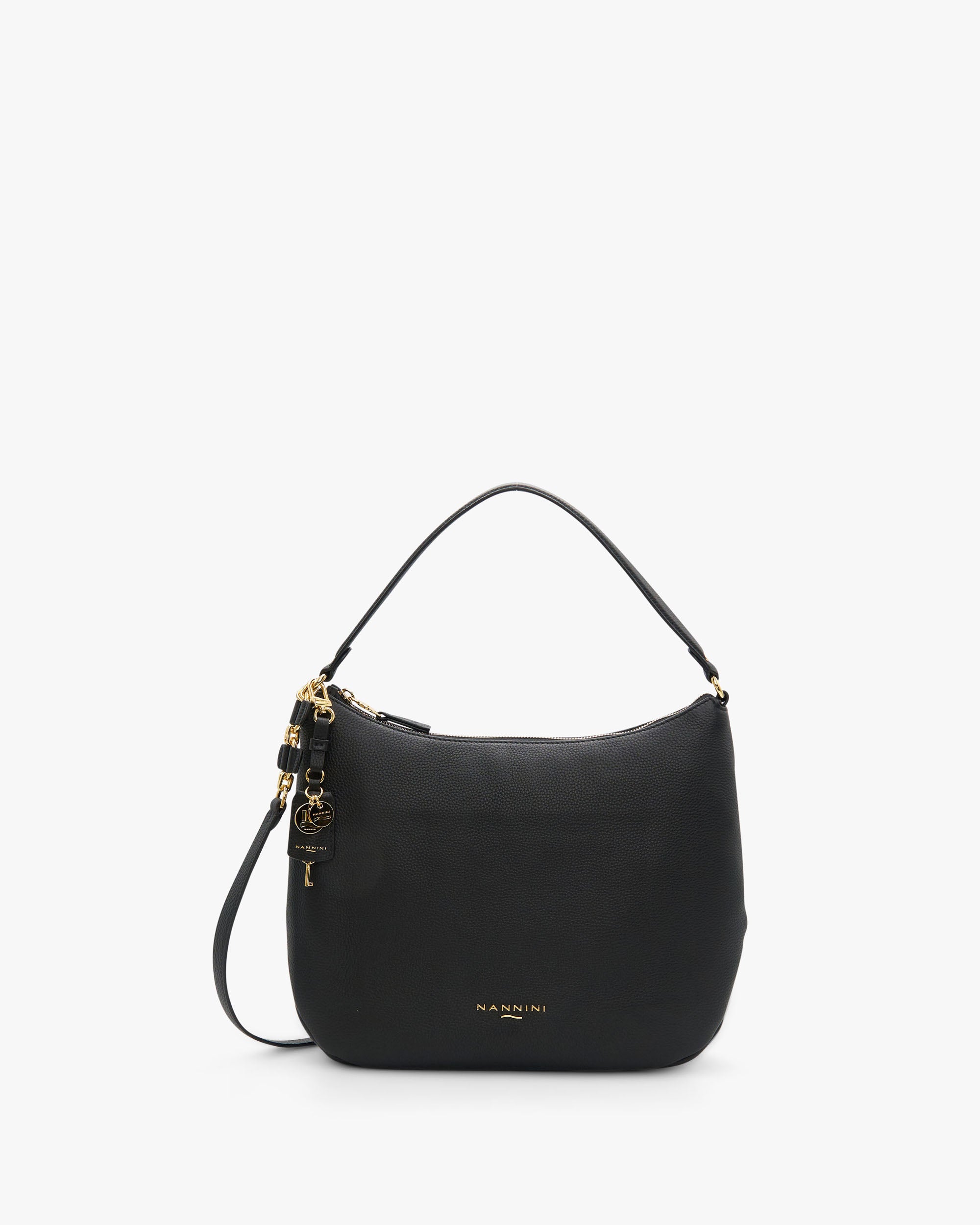 NANNINI borsa spalla donna pelle martellata testa moro