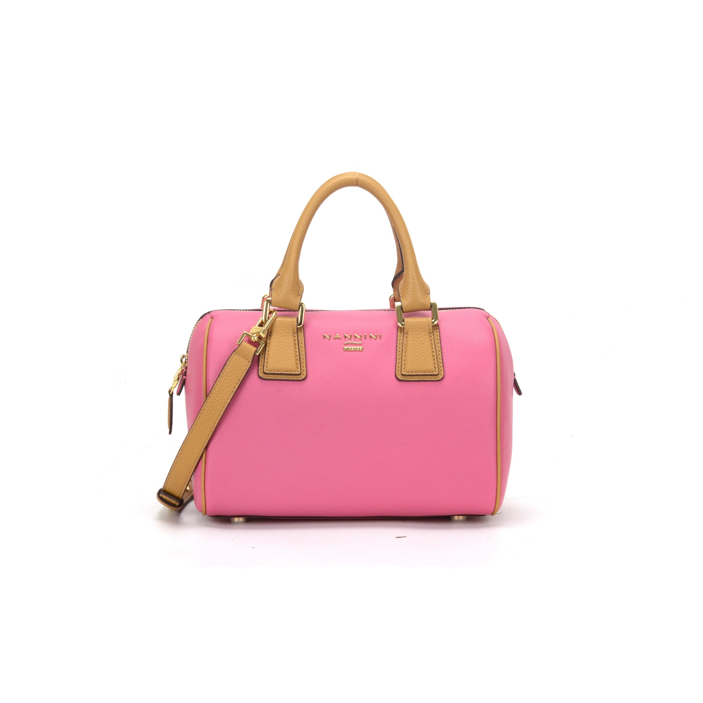 NANNINI Borsa Shopper Ecopelle Effetto Cocco Fucsia Camel