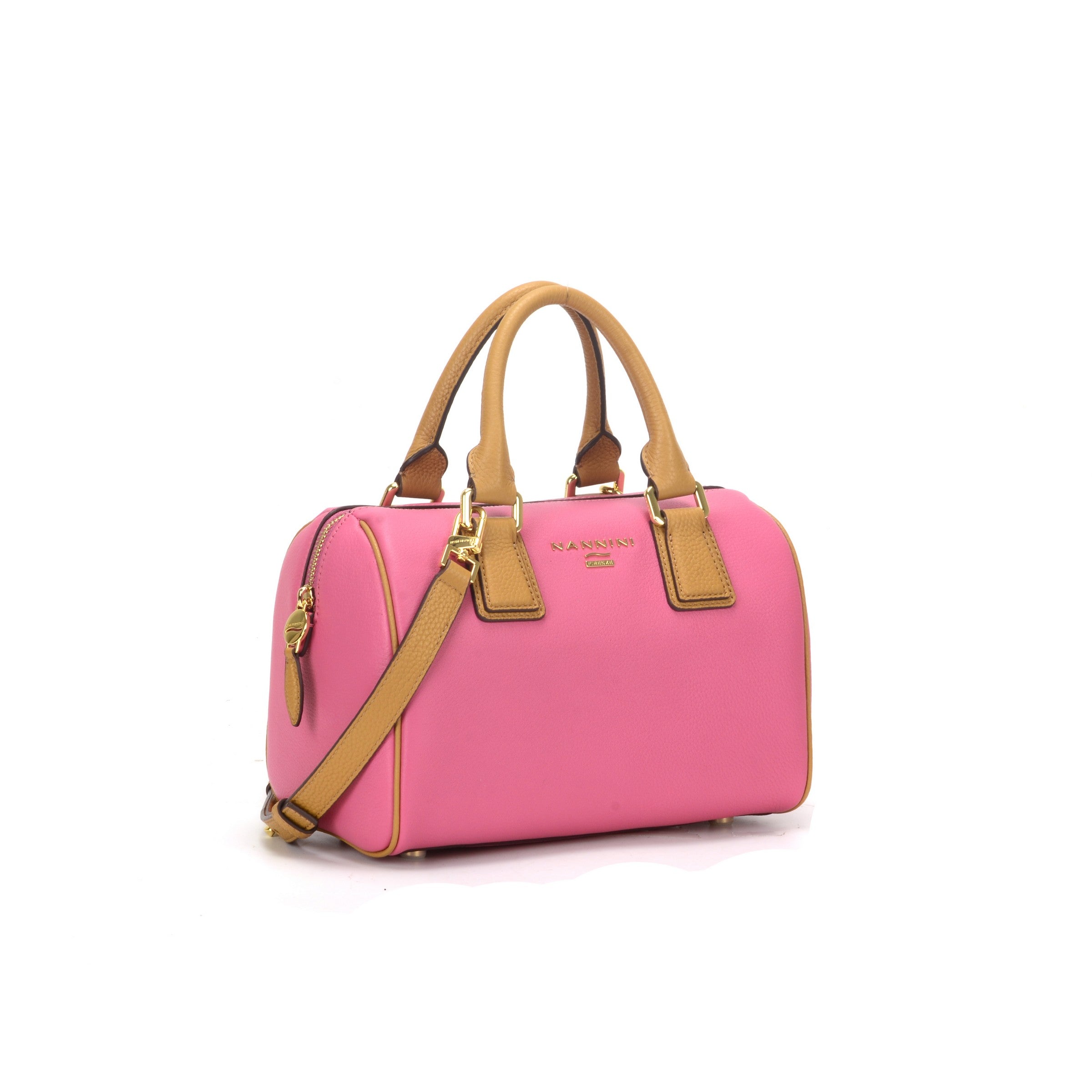 NANNINI borsa spalla donna fuxia pelle martellata tracolla removibile