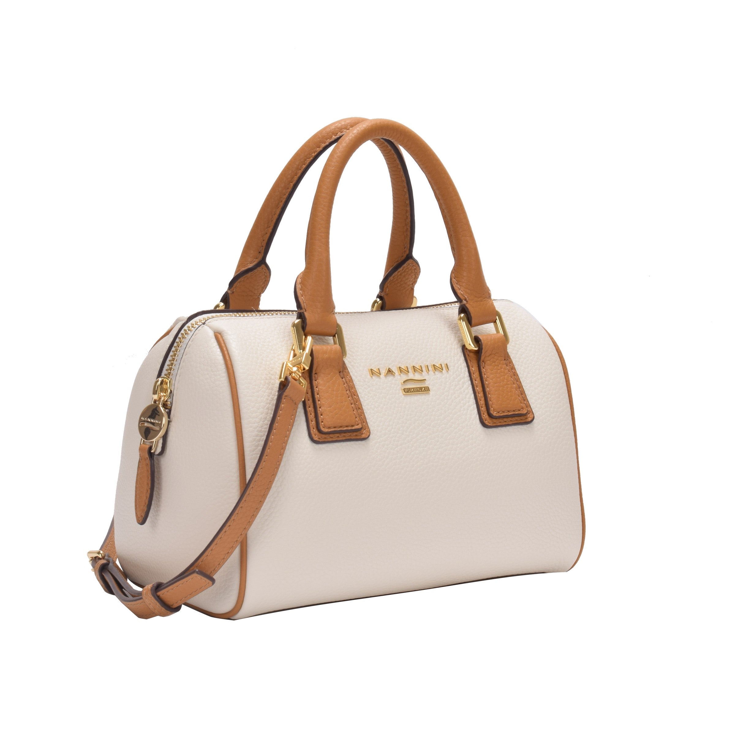 NANNINI borsa a spalla pelle martellata cammello 8864976