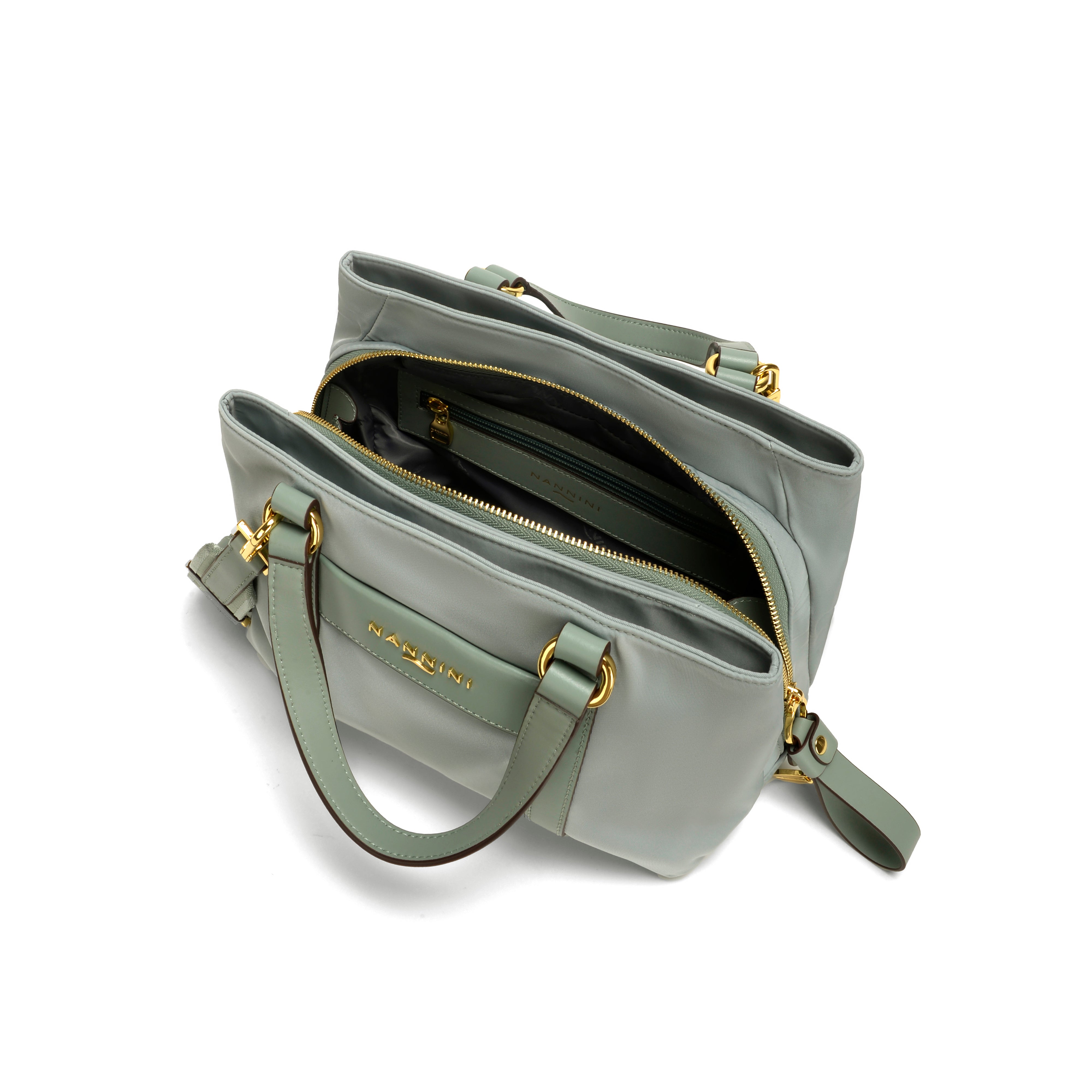 NANNINI Tracolla pelle stampa coccodrillo salvia verde chiaro