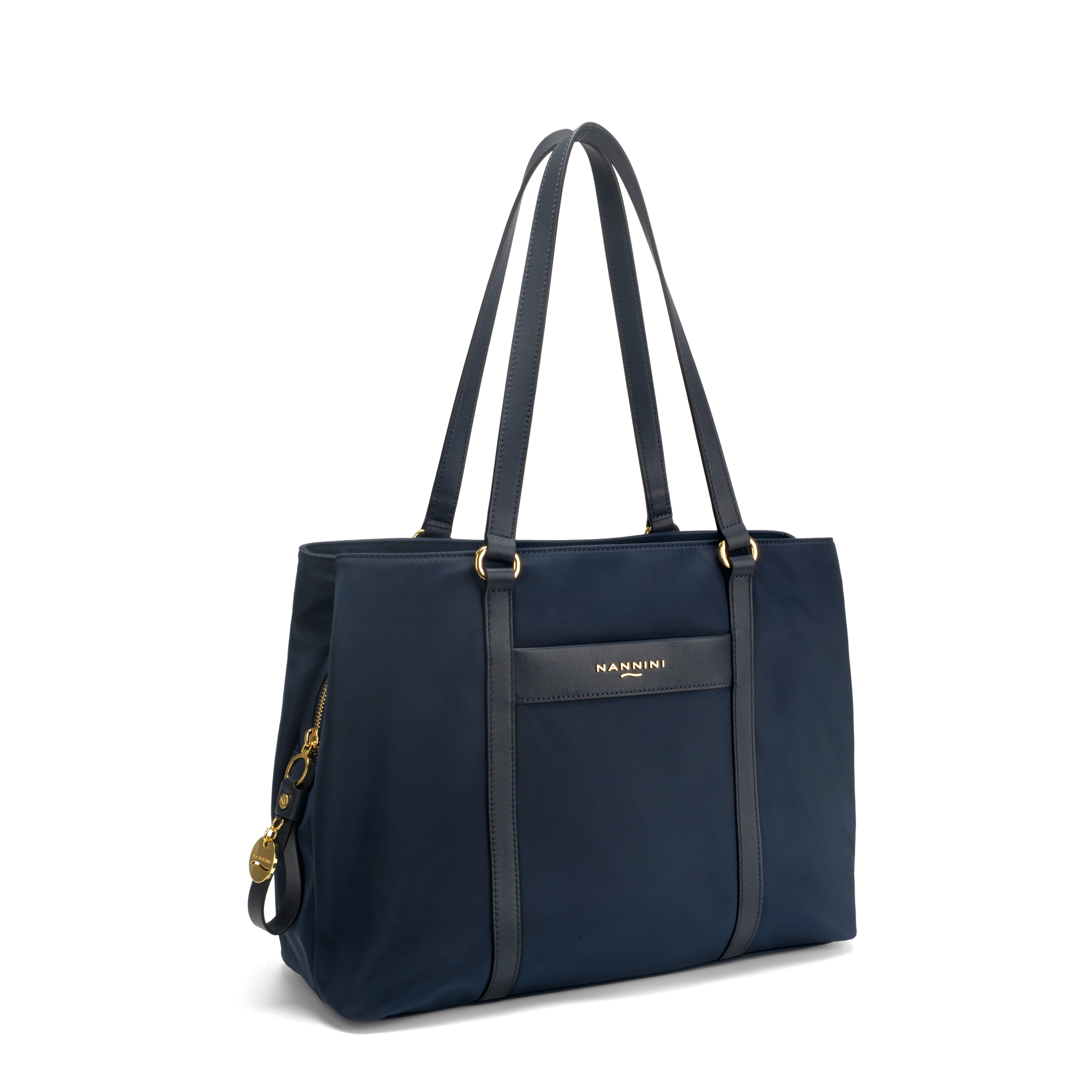 NANNINI borsa a mano pelle trapuntata blu navy