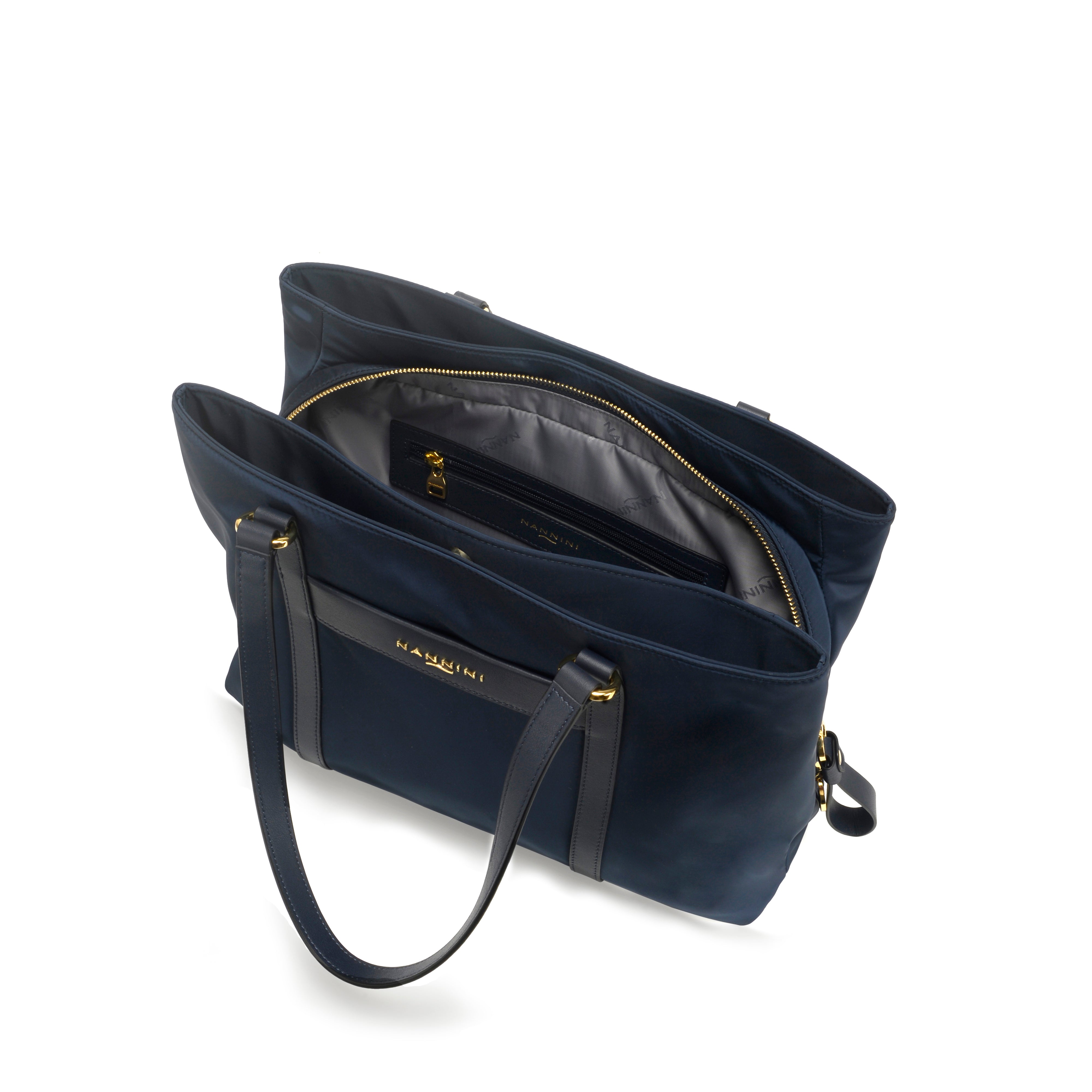 NANNINI borsa tracolla pelle martellata blu scuro donna