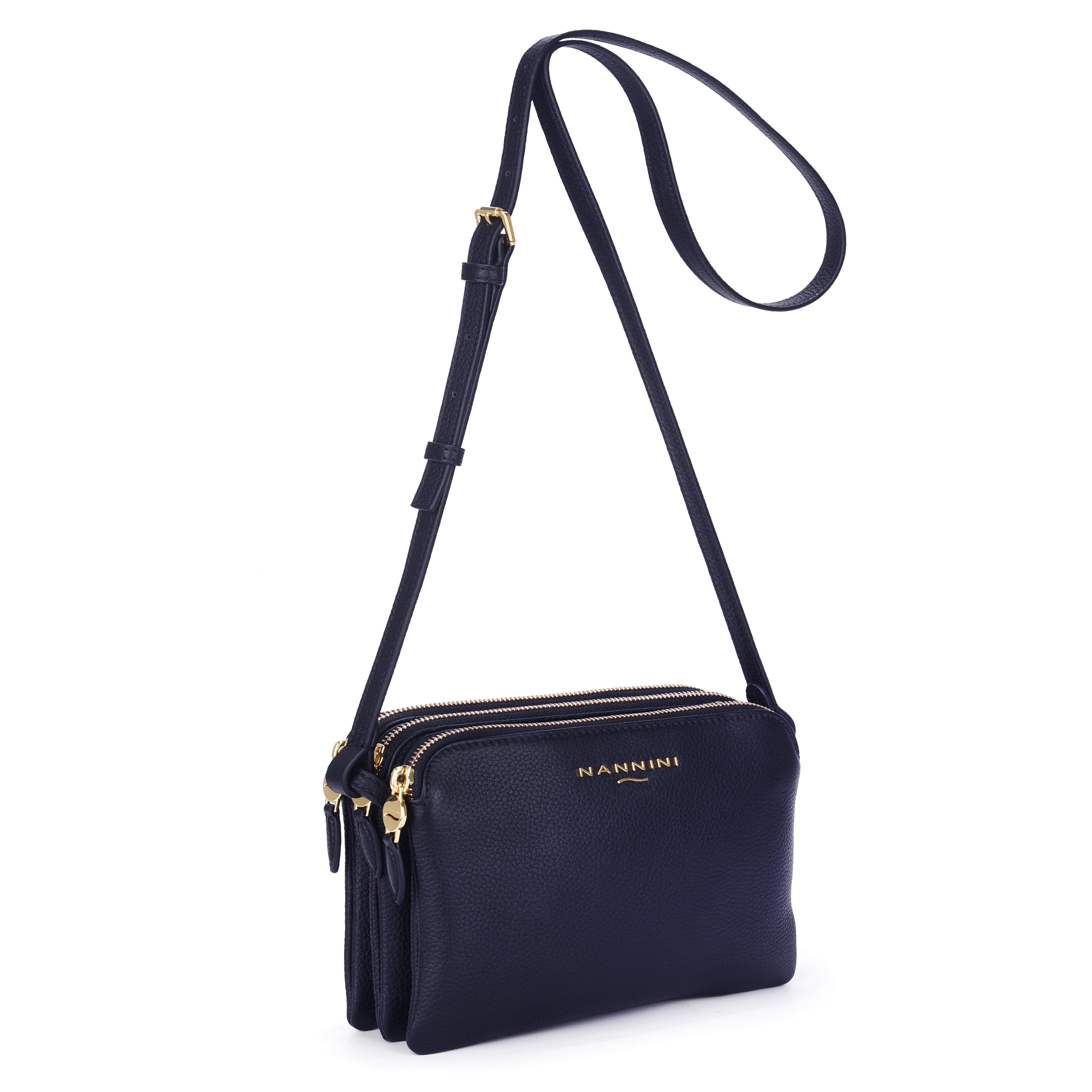 NANNINI tracolla nylon blu scuro multitasche grande pratica