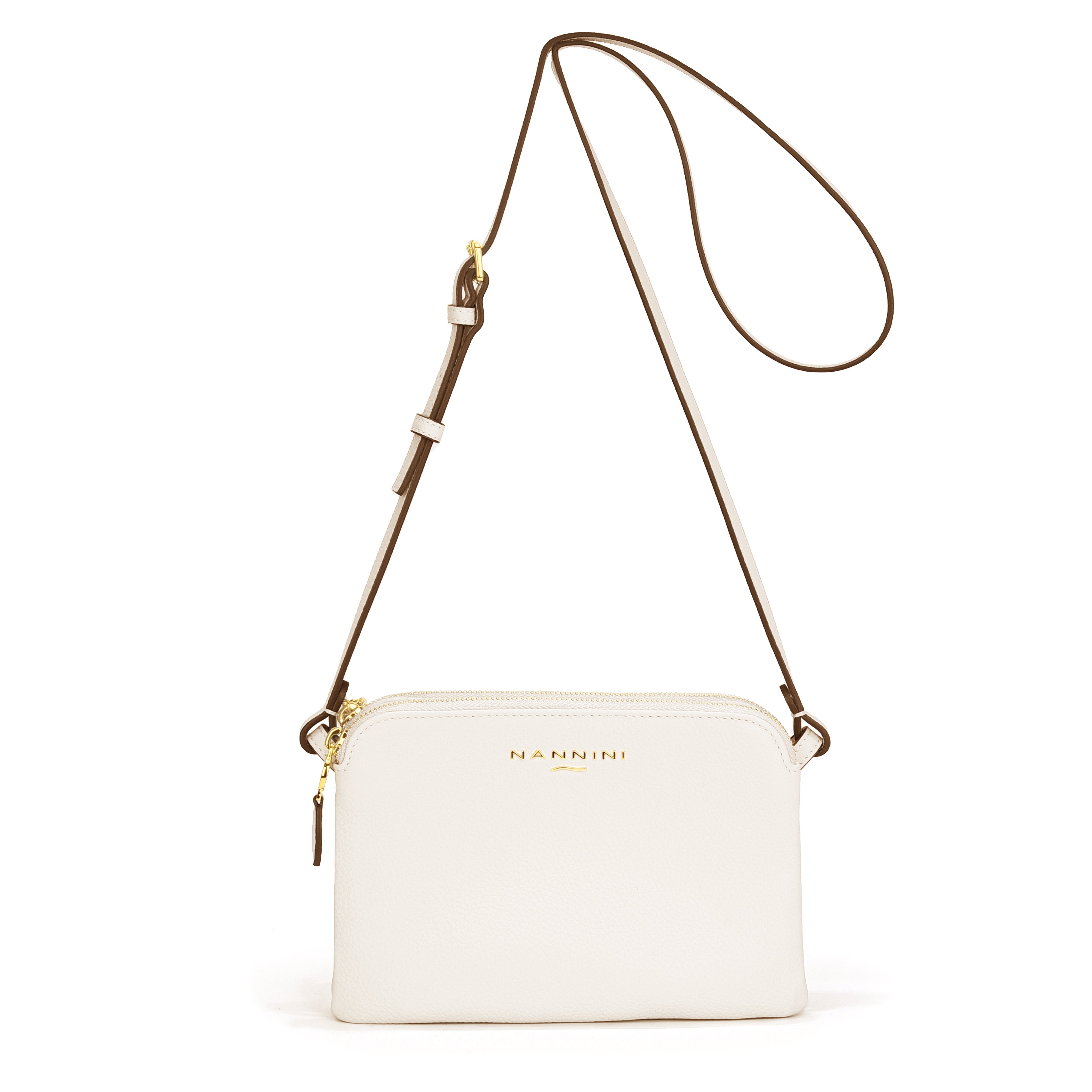 NANNINI Shopper Ecopelle Nero Manici Lunghi Chiusura Zip