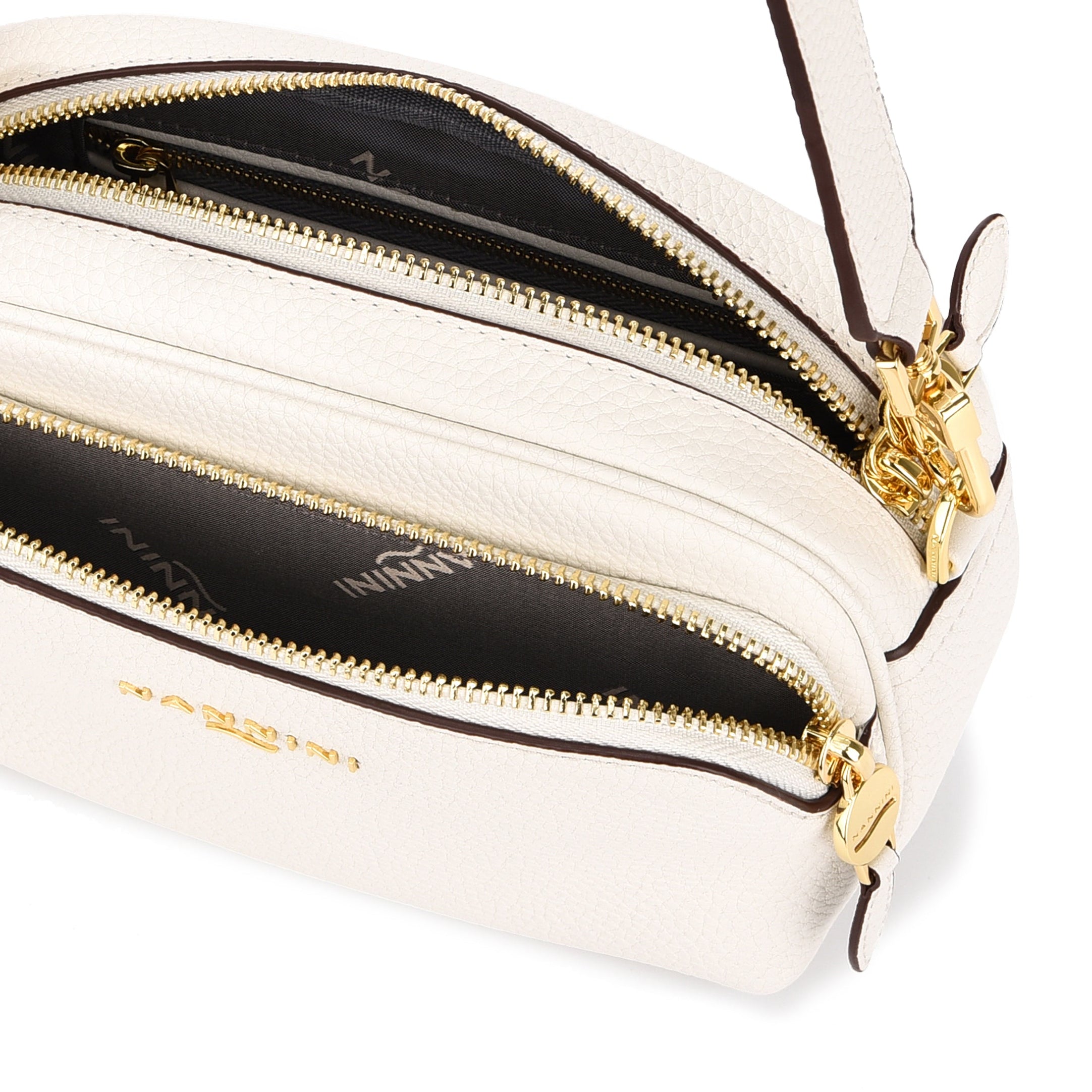 NANNINI Borsa a Mano in Pelle Nera Lavorazione Trapuntata