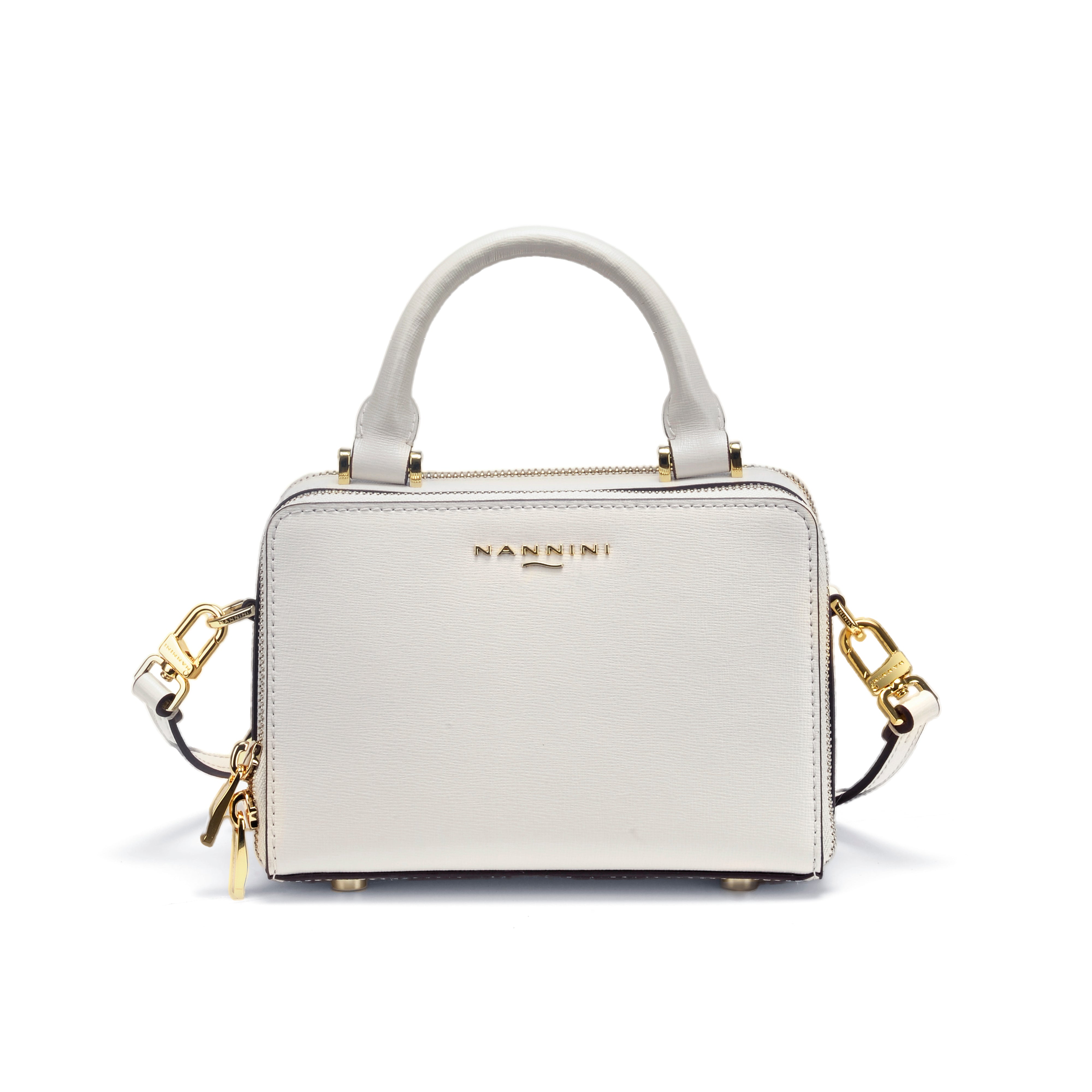 NANNINI tracolla pelle trapuntata piccola panna donna catena