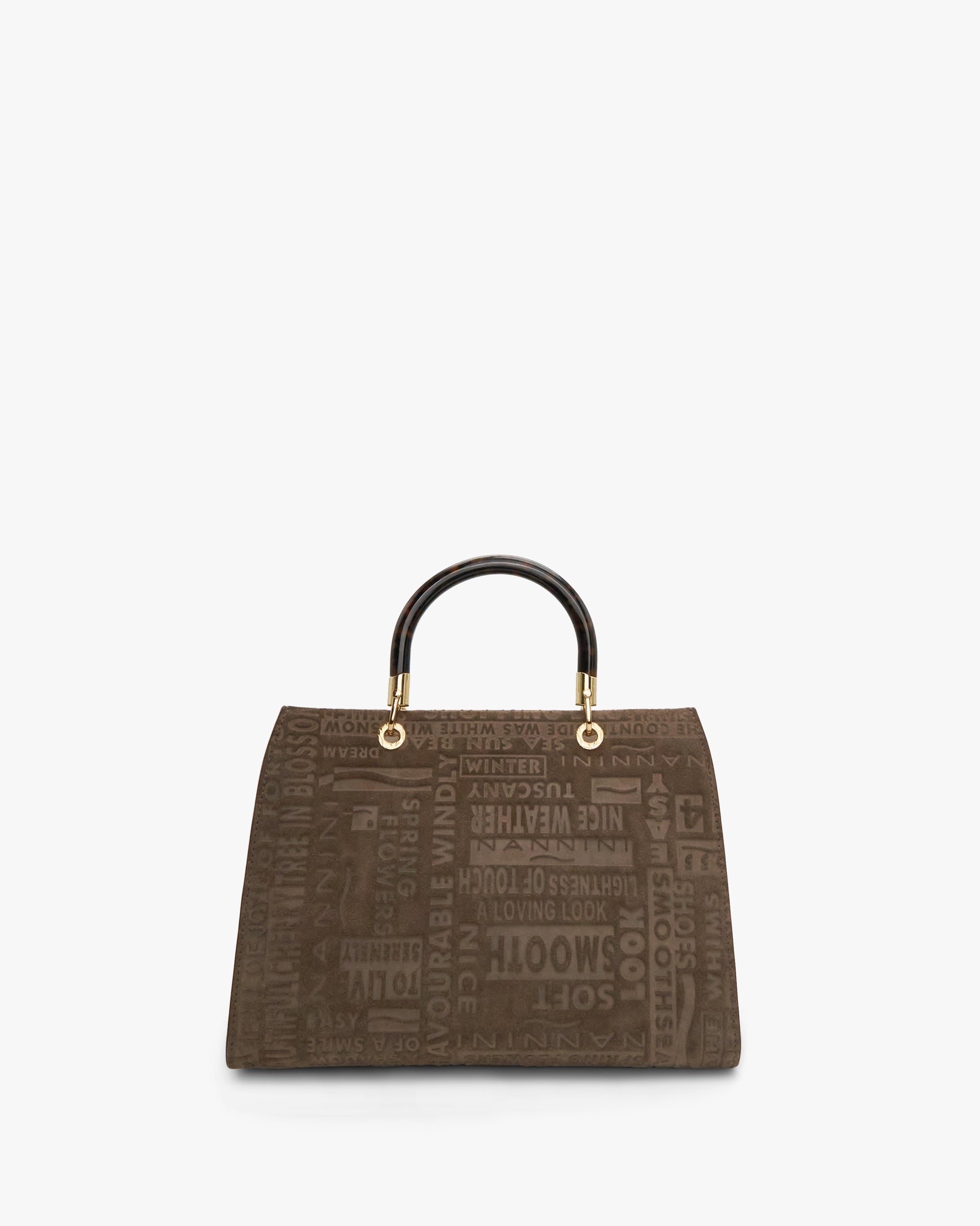 NANNINI borsa spalla donna pelle martellata marrone chiara manici