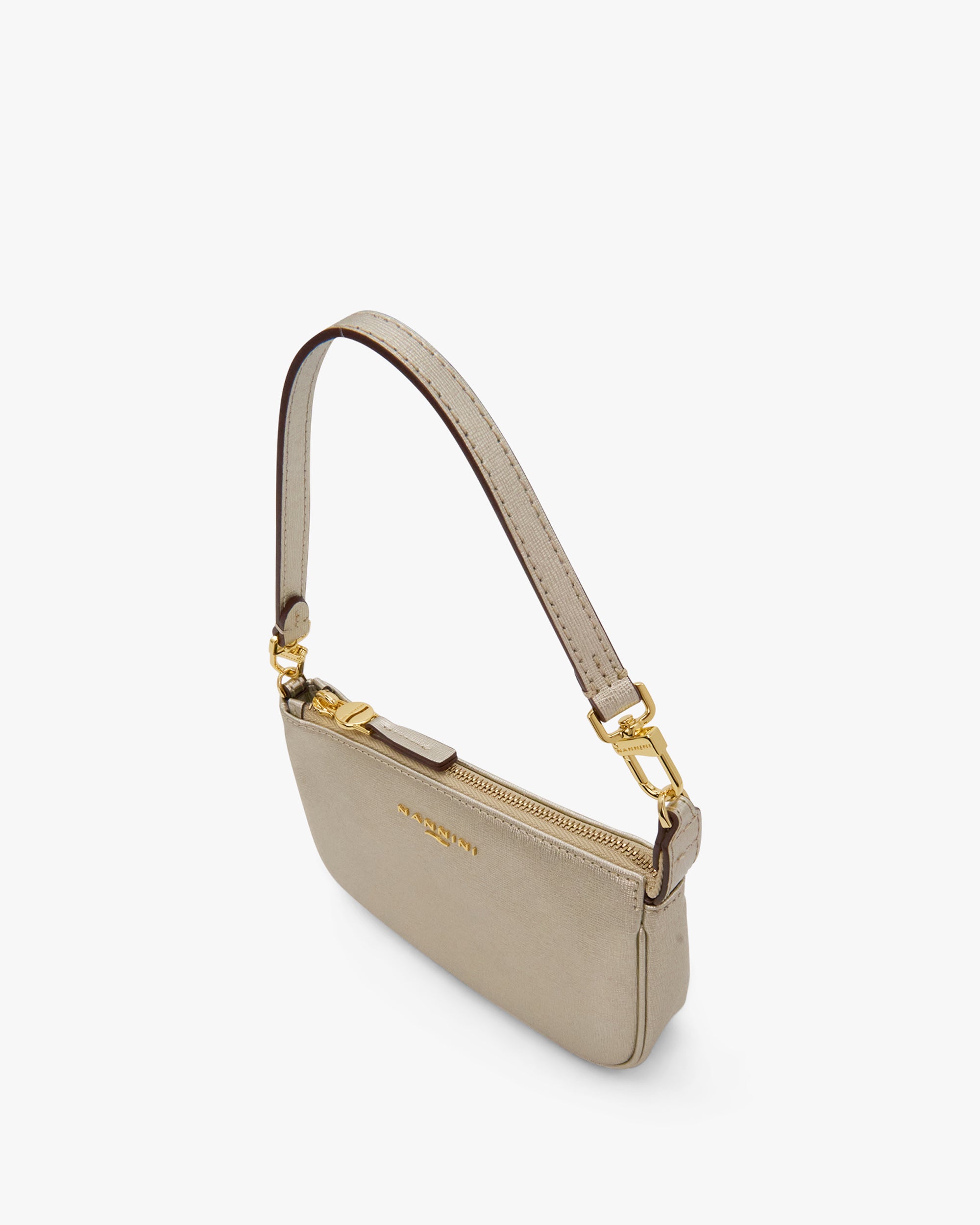 NANNINI shopper morbida pelle martellata con manici marrone