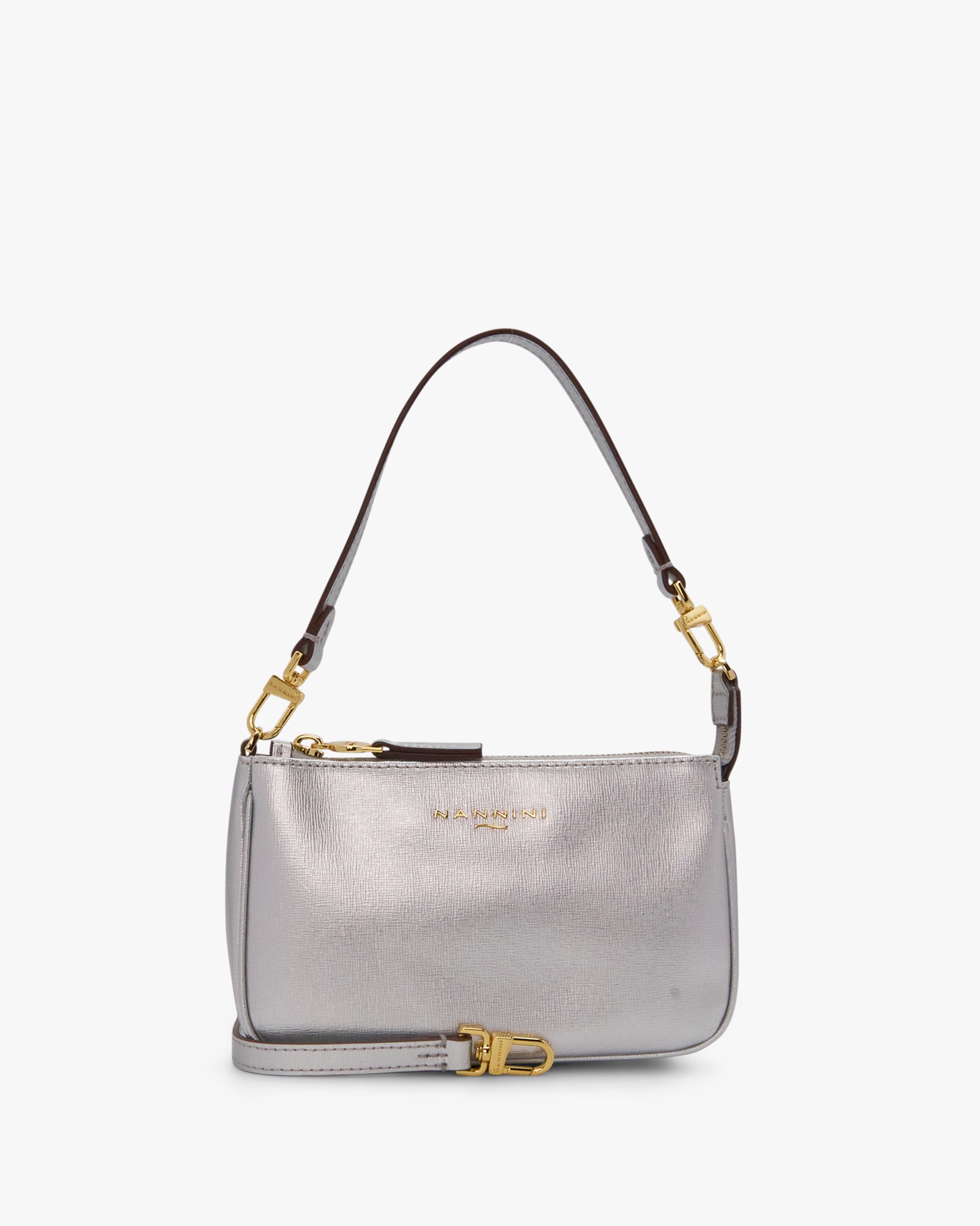 NANNINI borsa spalla donna pelle martellata bordeaux