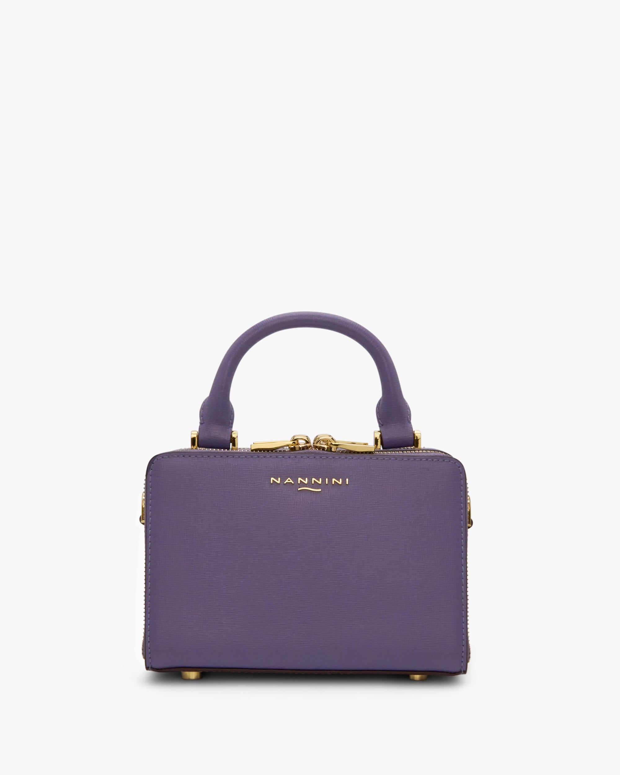 NANNINI borsa secchiello pelle martellata marrone chiusura coulisse logo