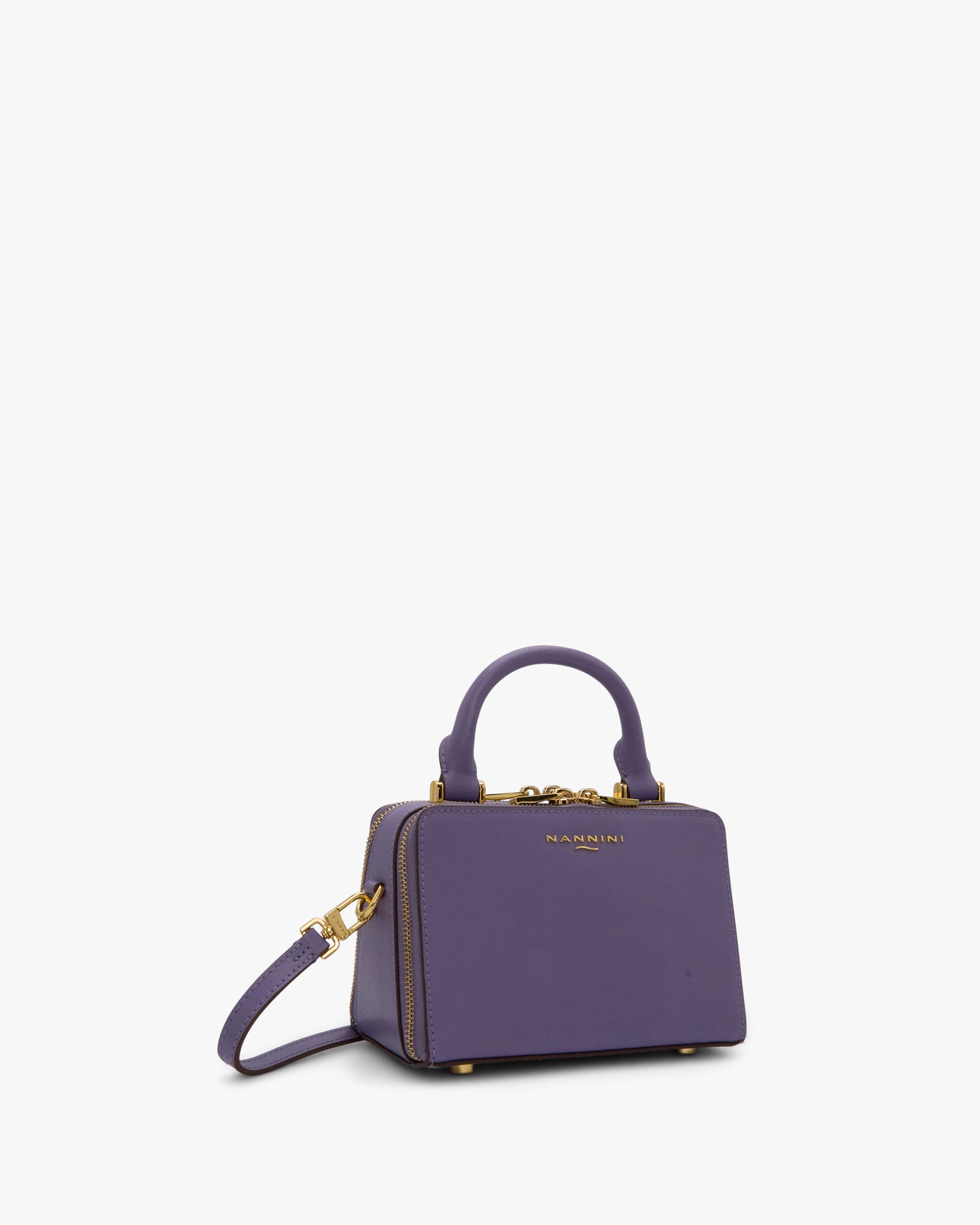 NANNINI borsa spalla donna pelle stampa rettile marrone