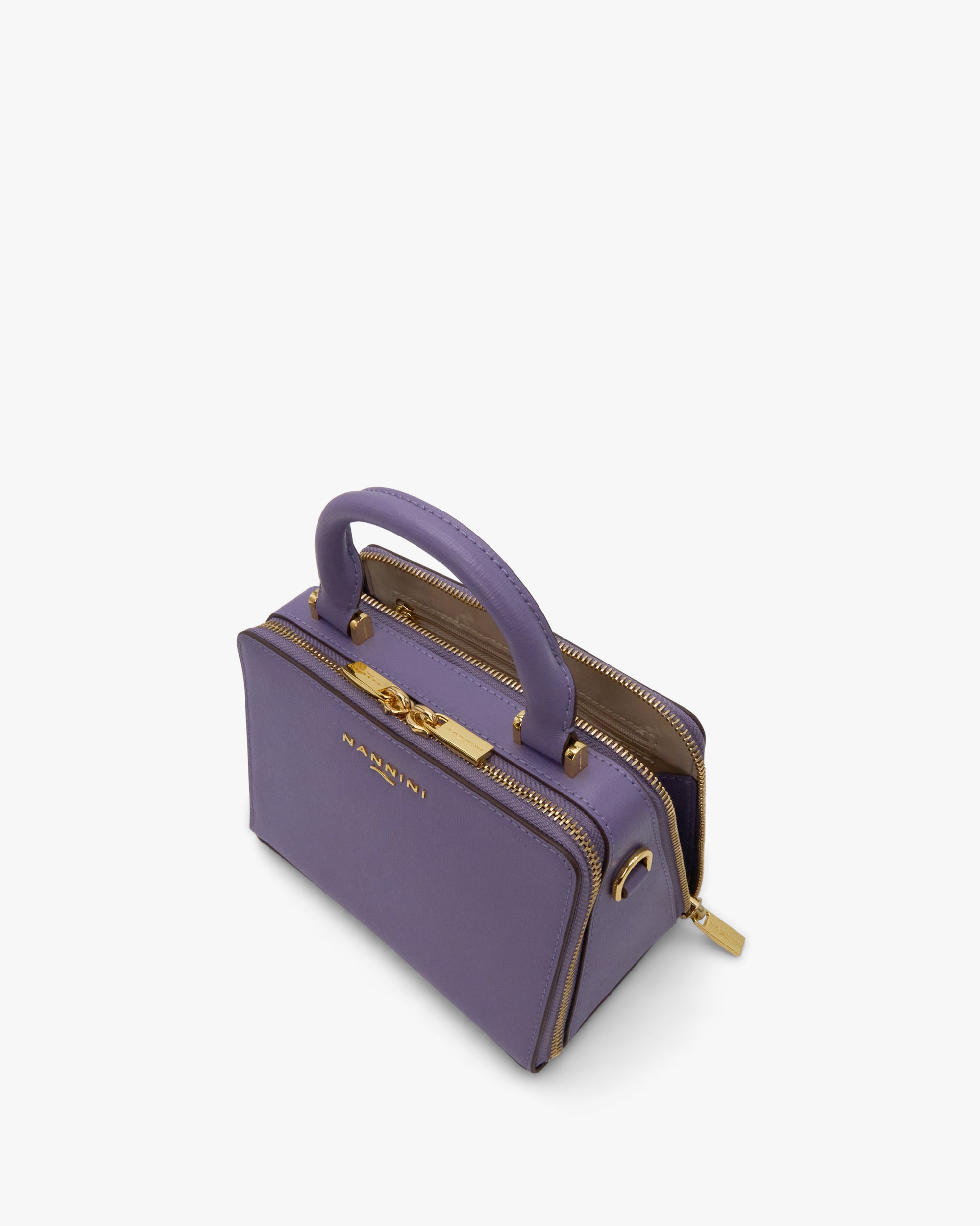 NANNINI Shopper ecopelle liscia marrone con borchie donna.