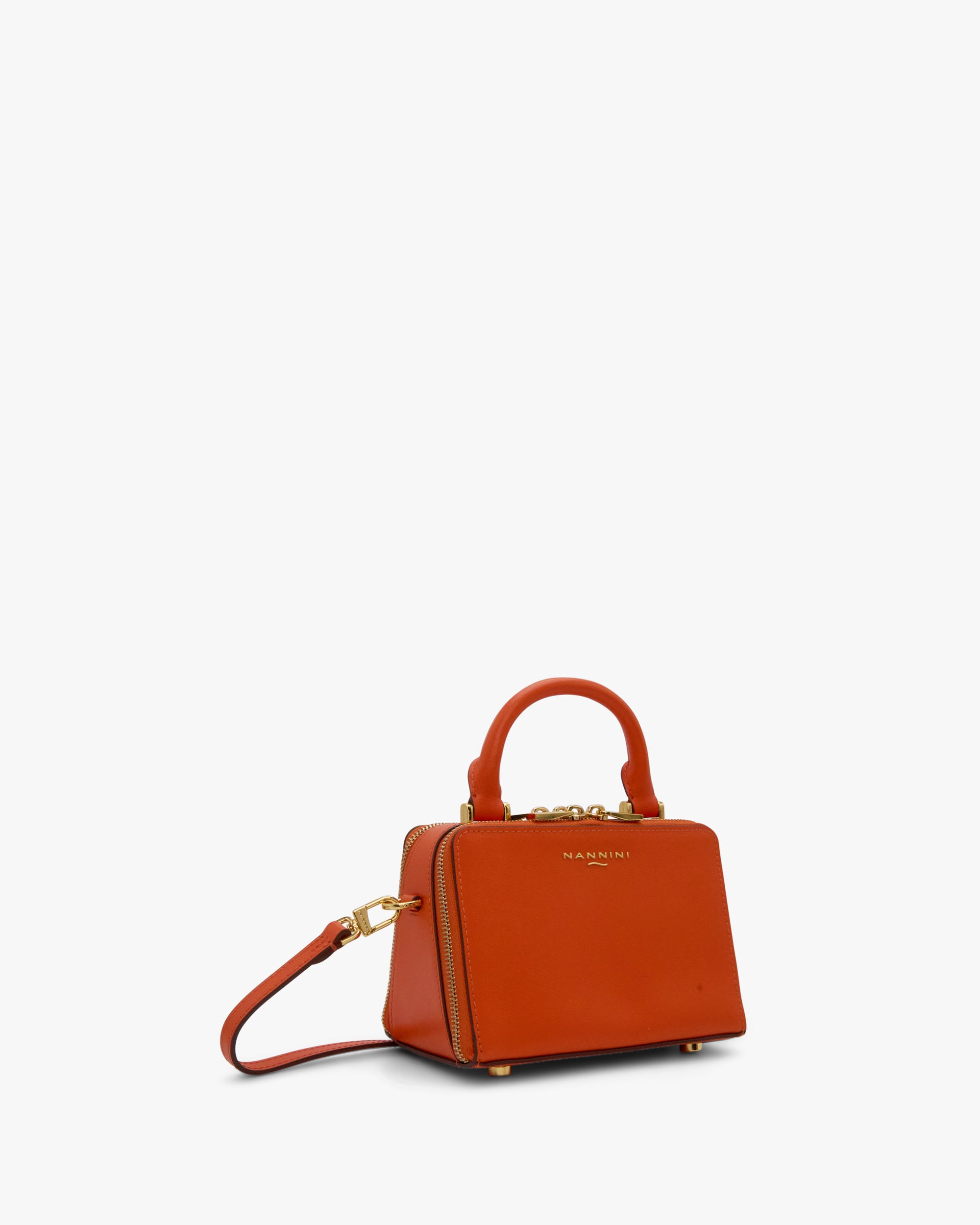 NANNINI borsa secchiello pelle martellata tracolla beige lino