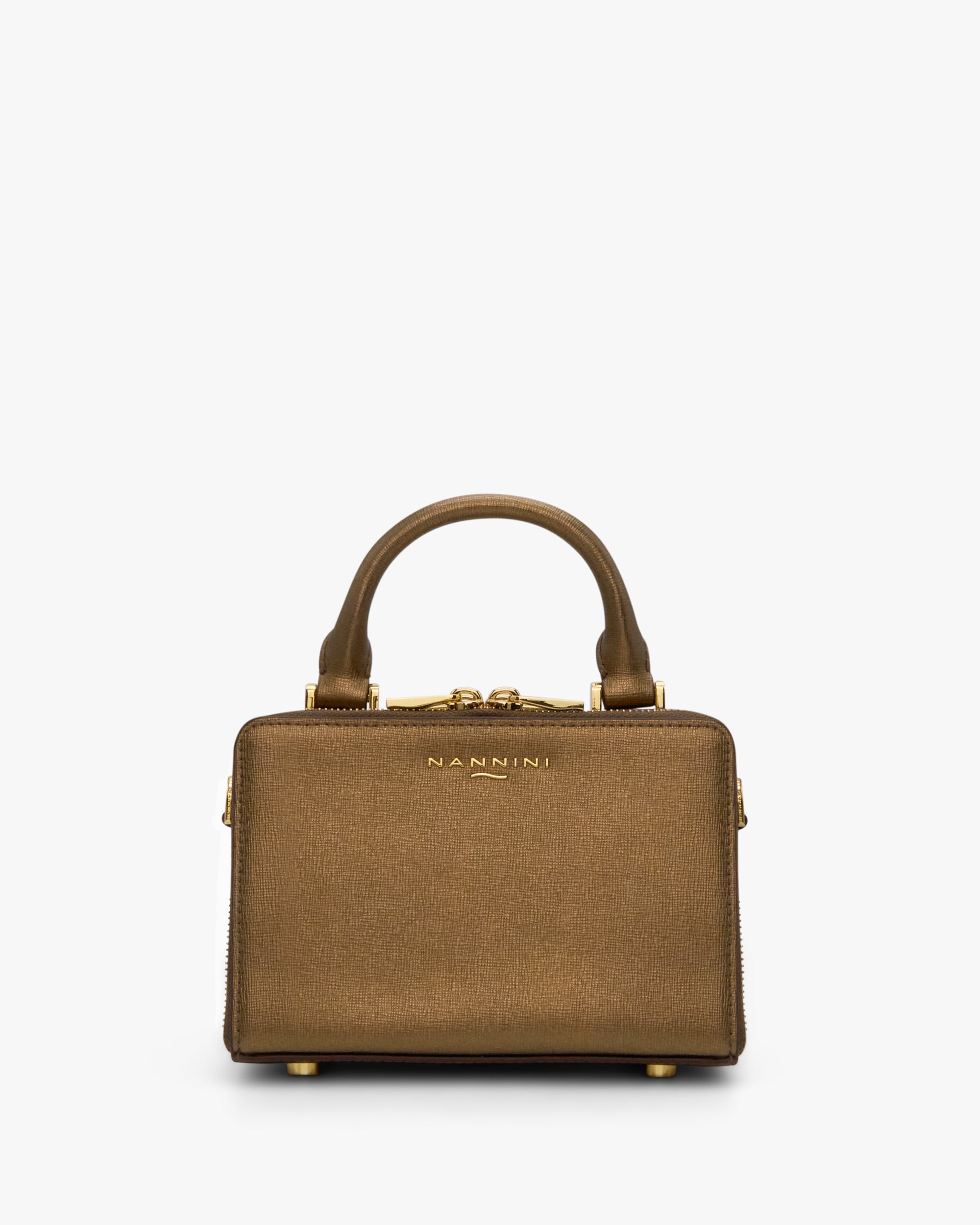 NANNINI borsa spalla donna pelle metallizzata nera catena accessorio