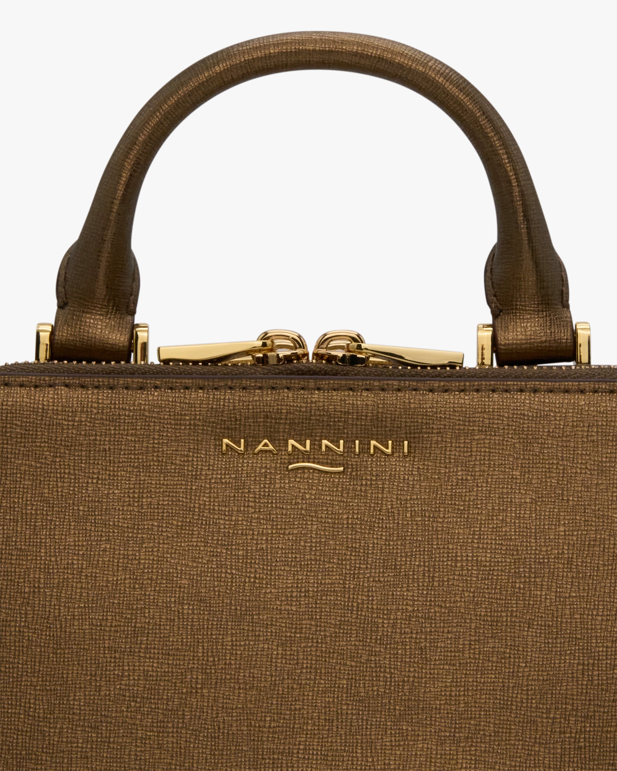 NANNINI borsa spalla donna pelle nero martellata fibbia oro