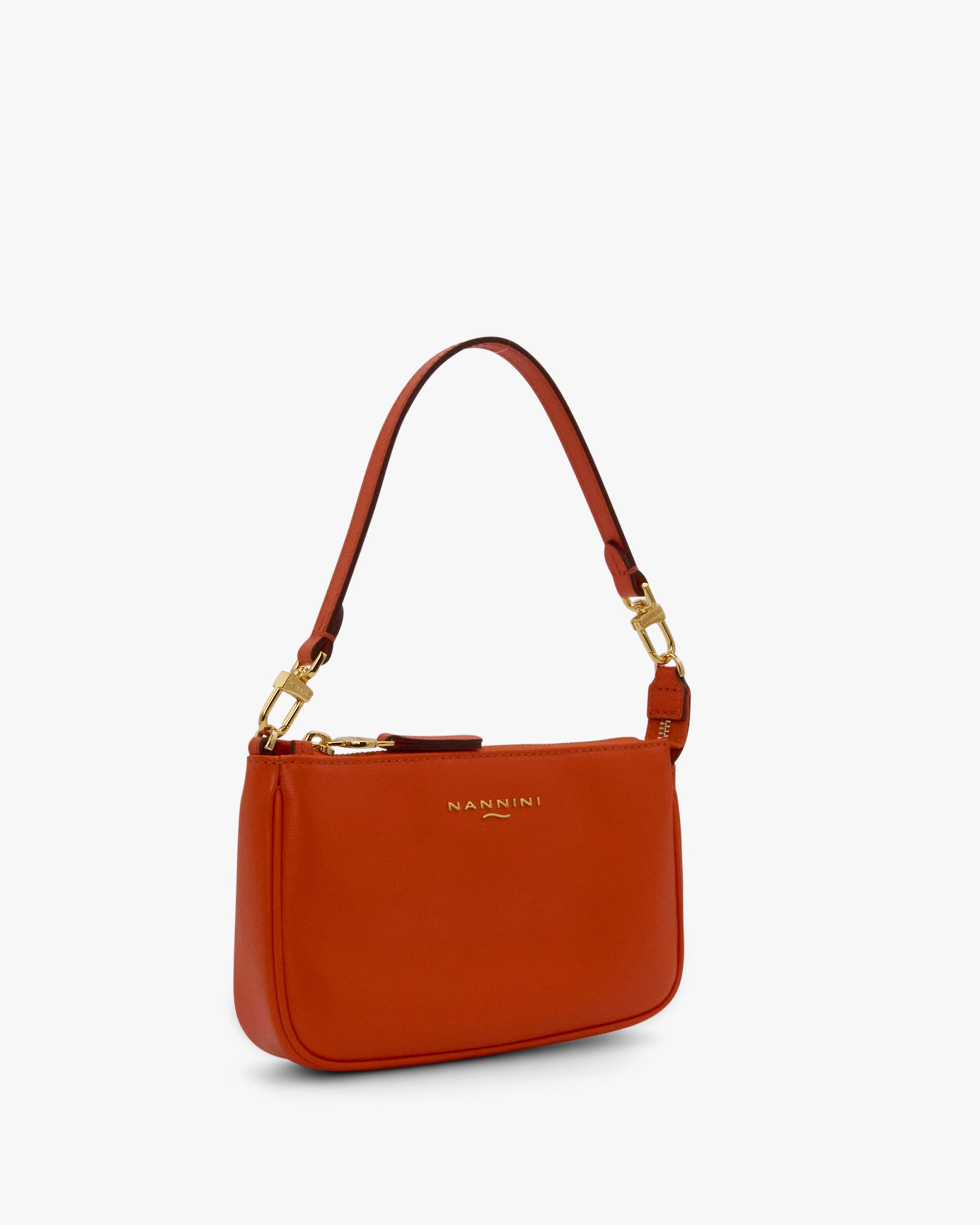 NANNINI borsa spalla martellata manici lunghi crema donna