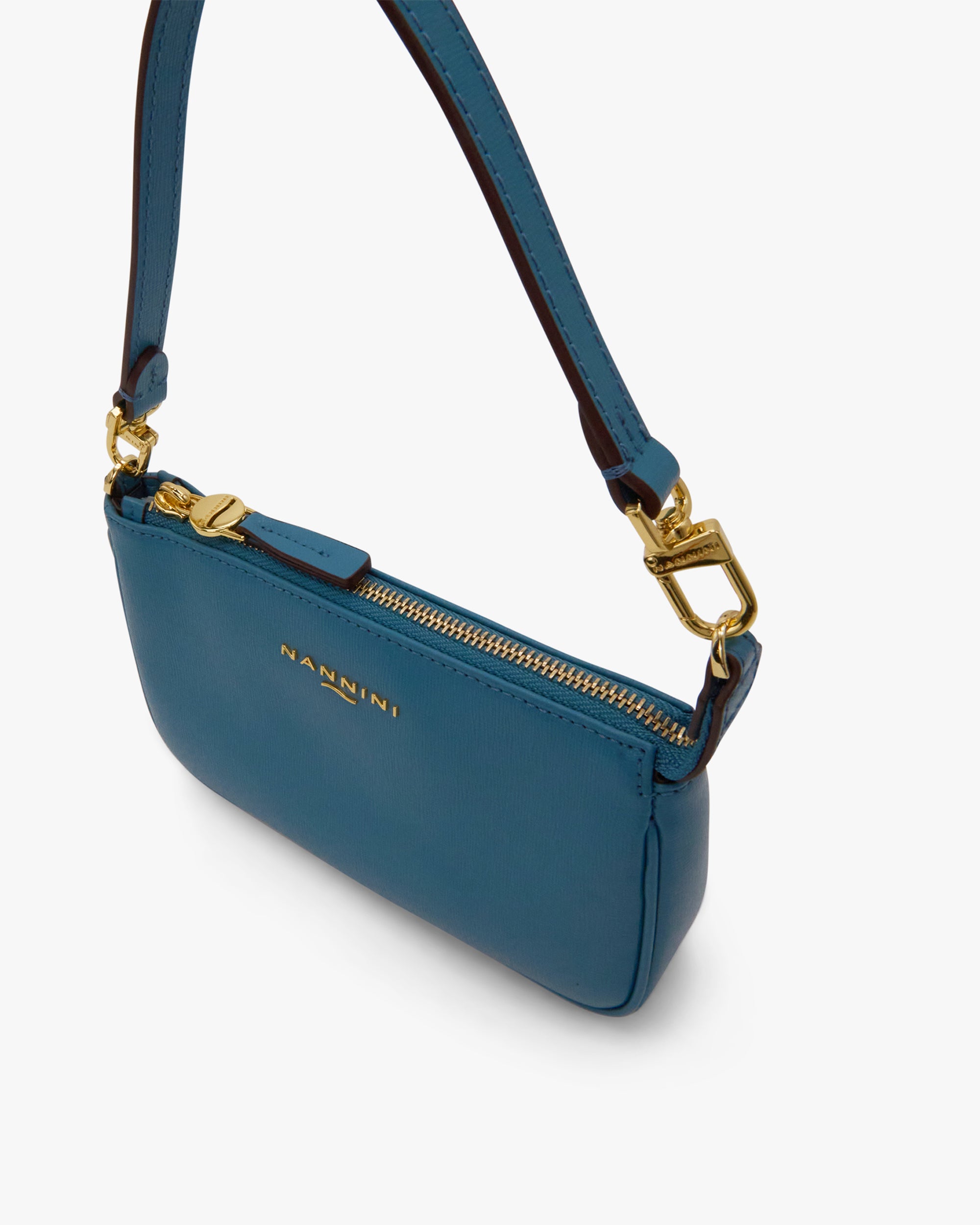 NANNINI borsa spalla donna pelle martellata marrone chiusura patta