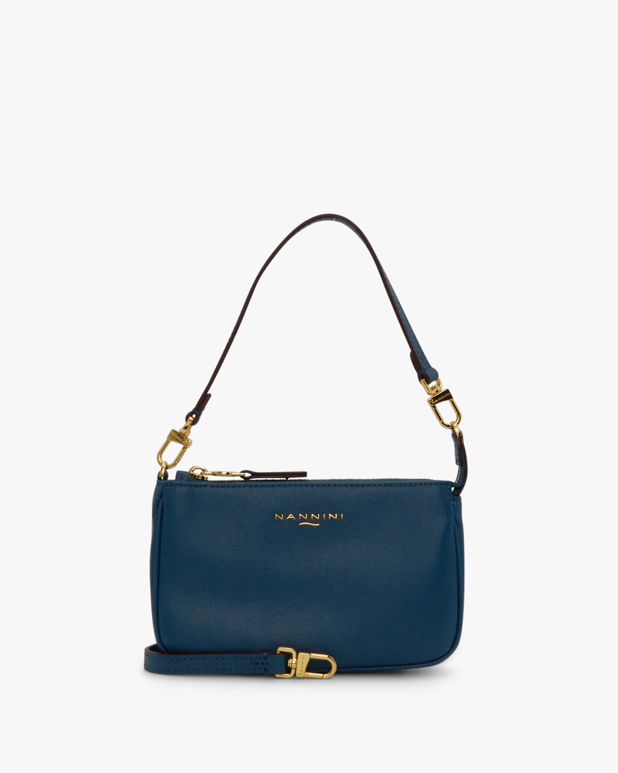 NANNINI borsa spalla donna pelle martellata nera borchie