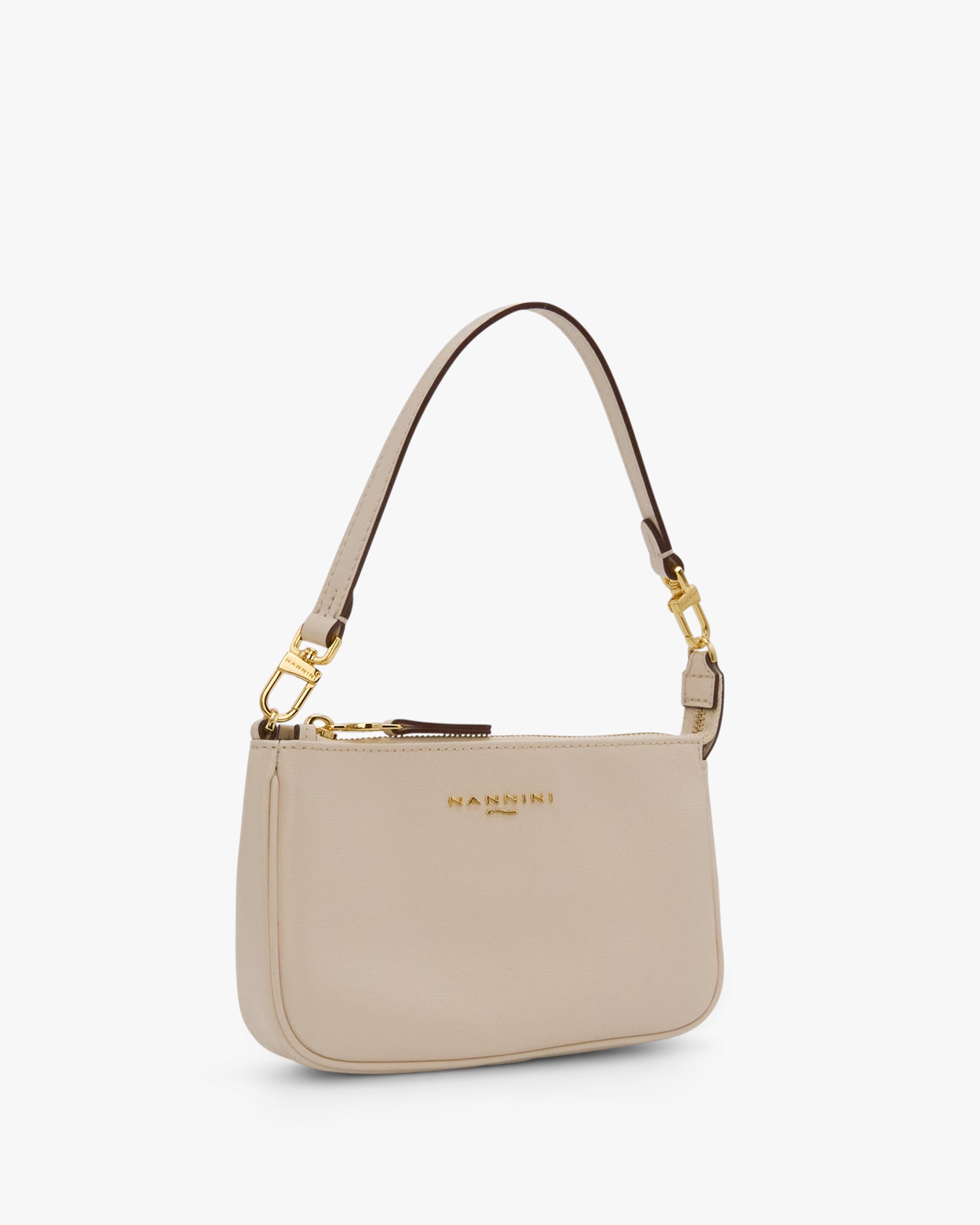 NANNINI bauletto pelle goffrata marrone doppio manico donna