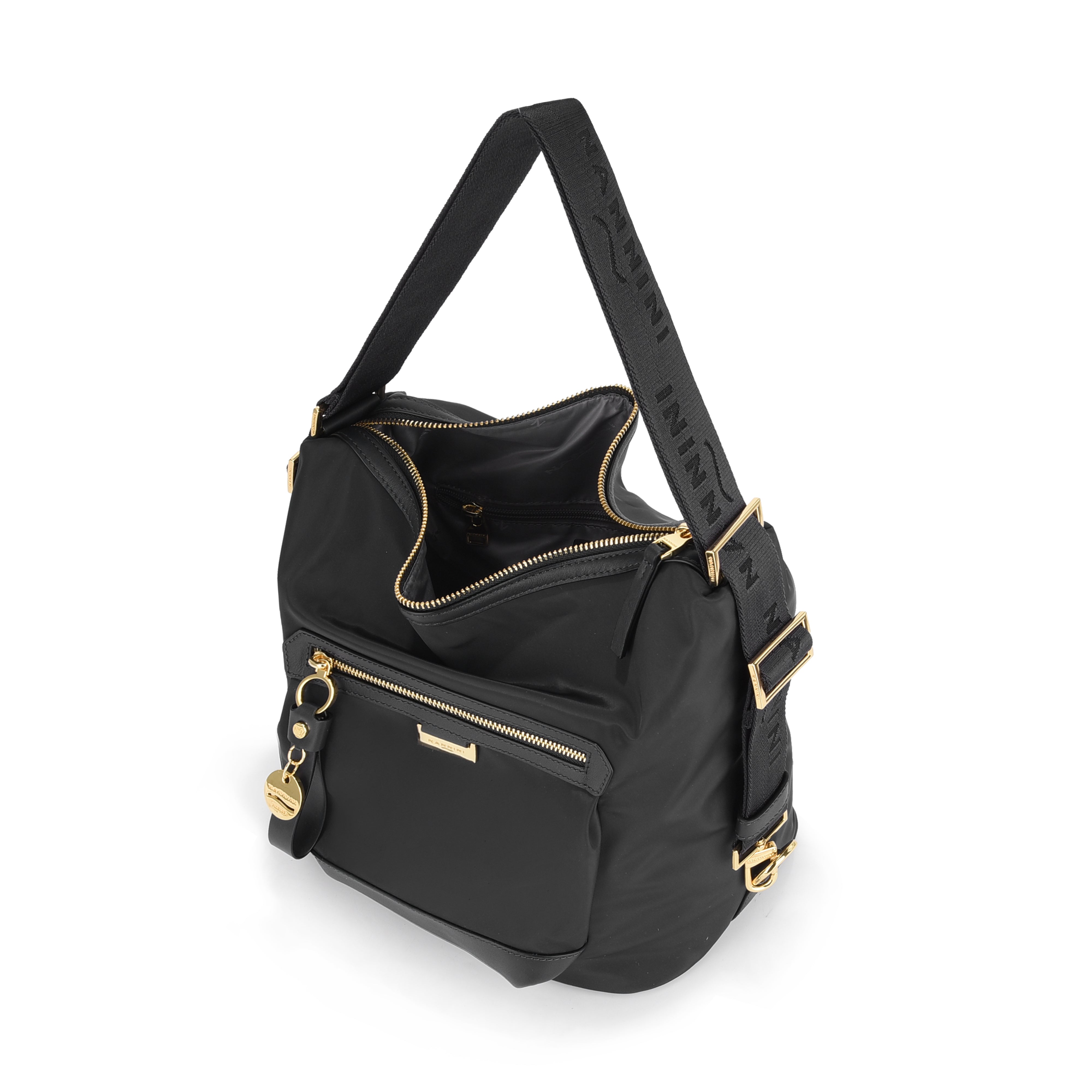 NANNINI tracolla donna pelle liscia nero piccole dimensioni