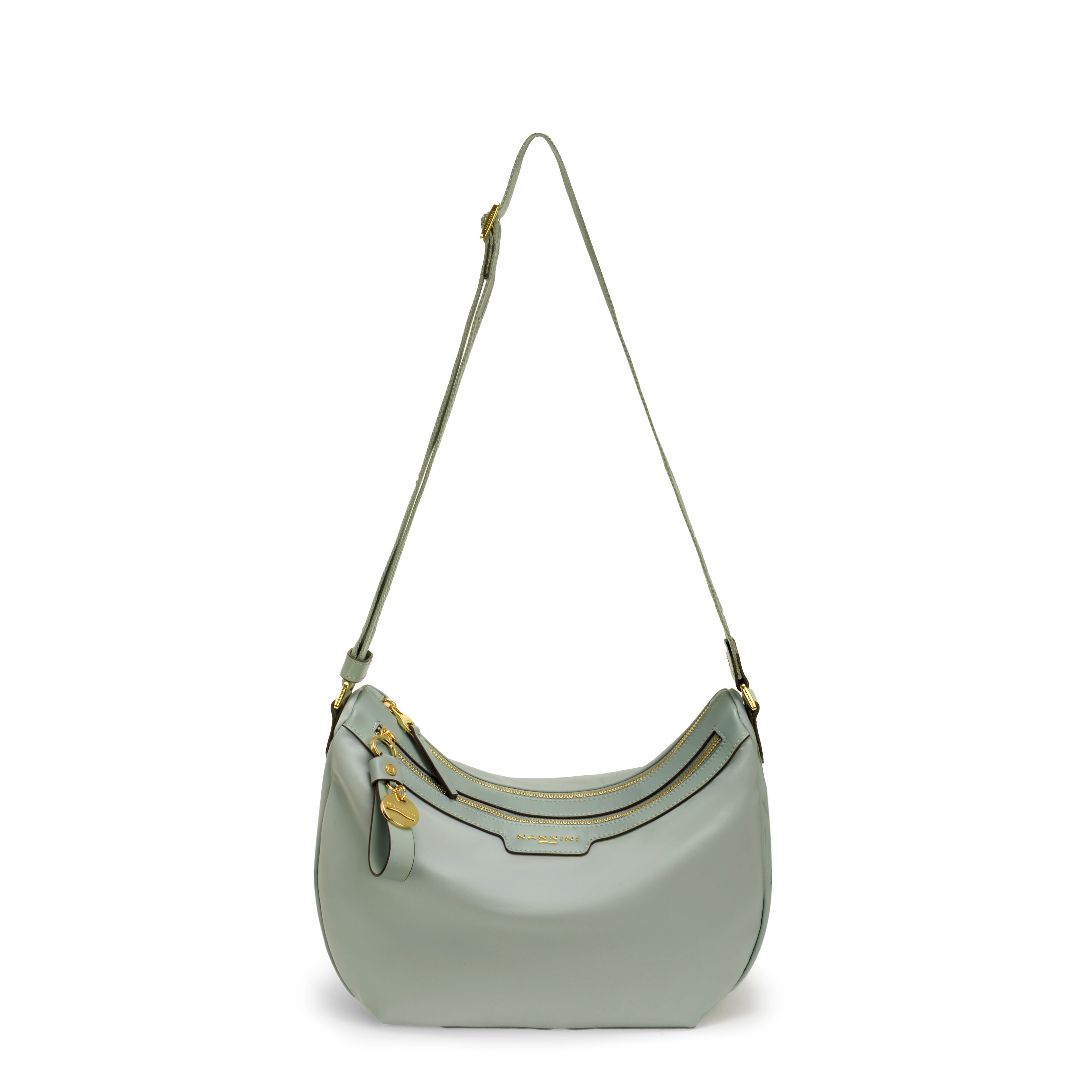NANNINI borsa spalla donna pelle martellata salvia 2024