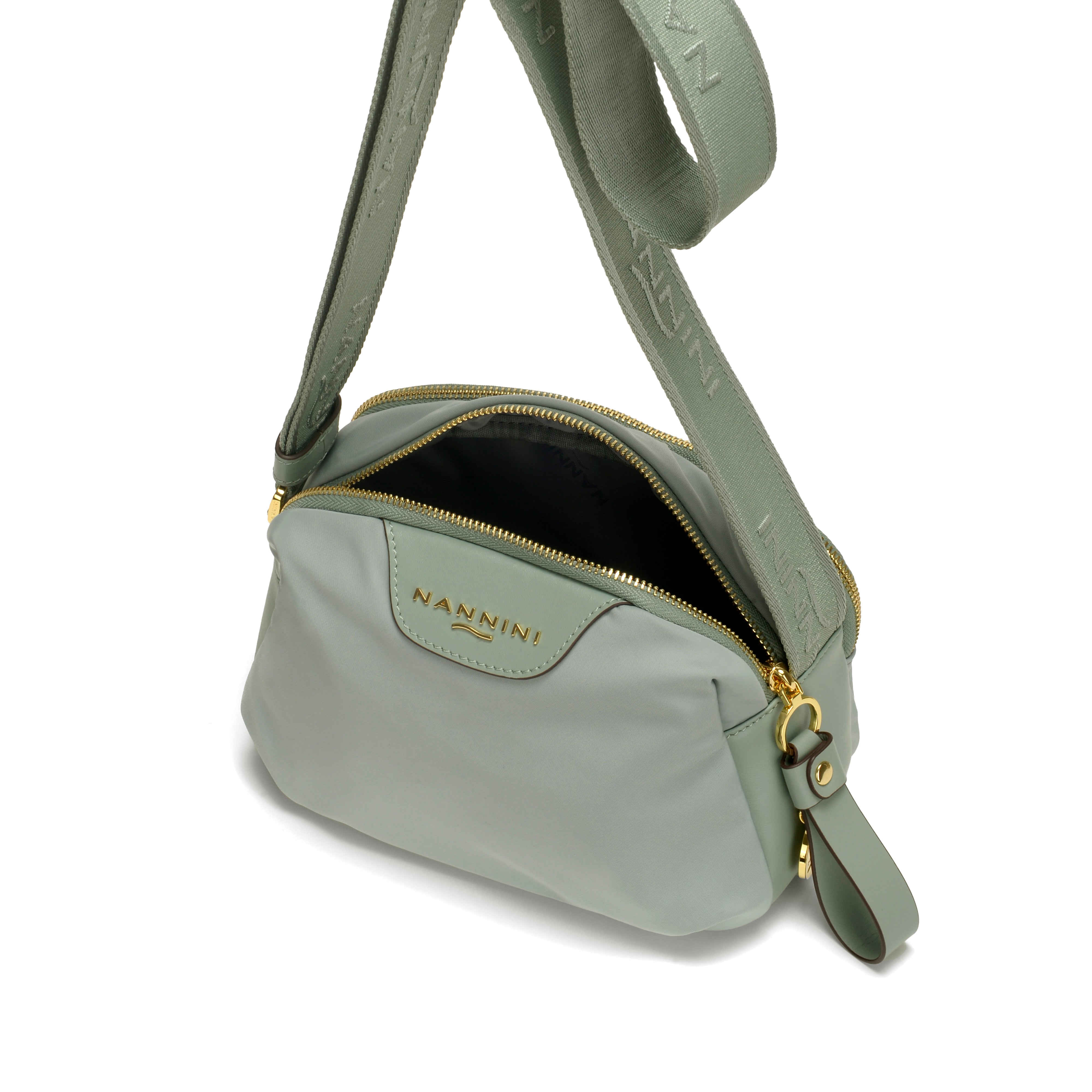 NANNINI tracolla tessuto logo verde