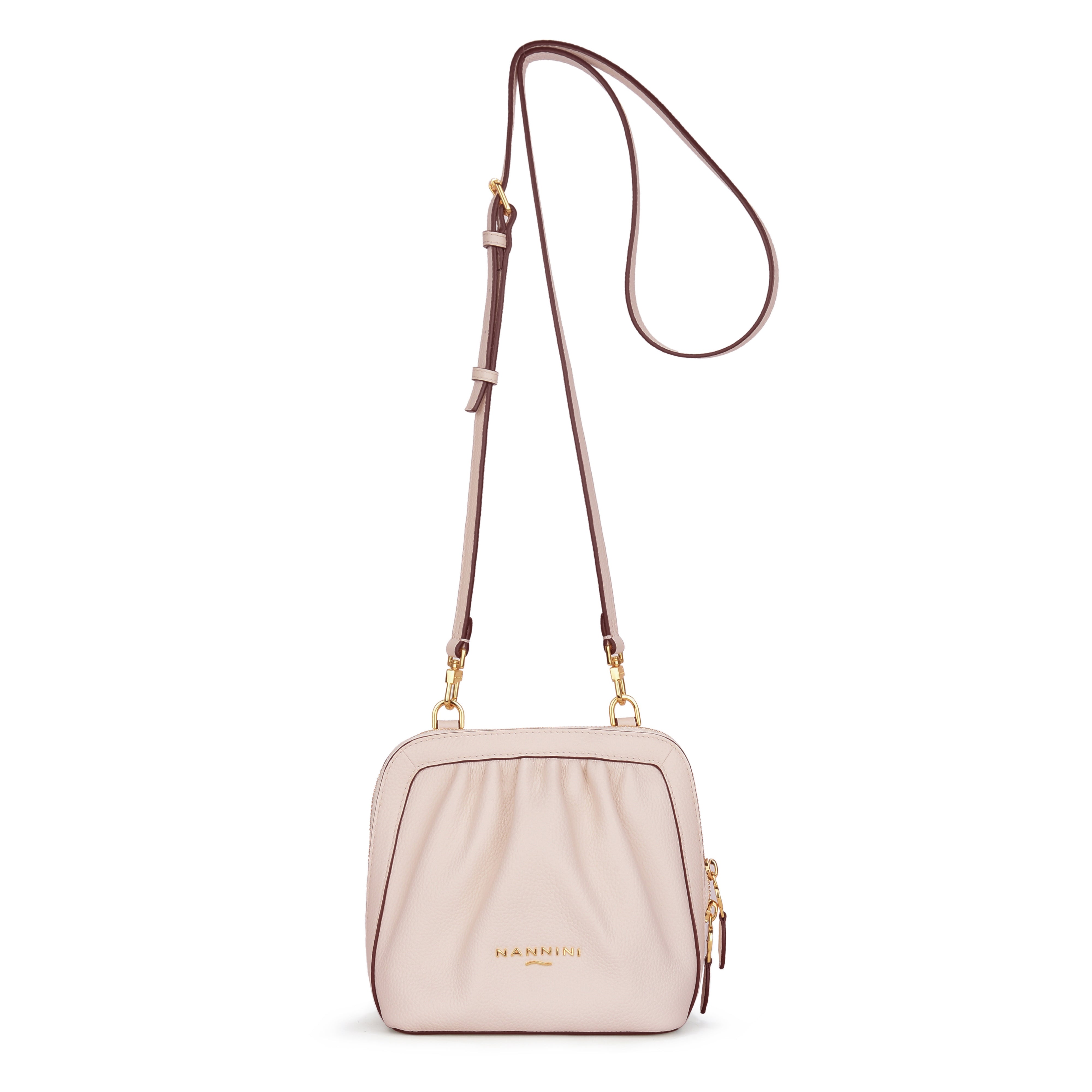 NANNINI borsa secchiello pelle martellata cipria donna