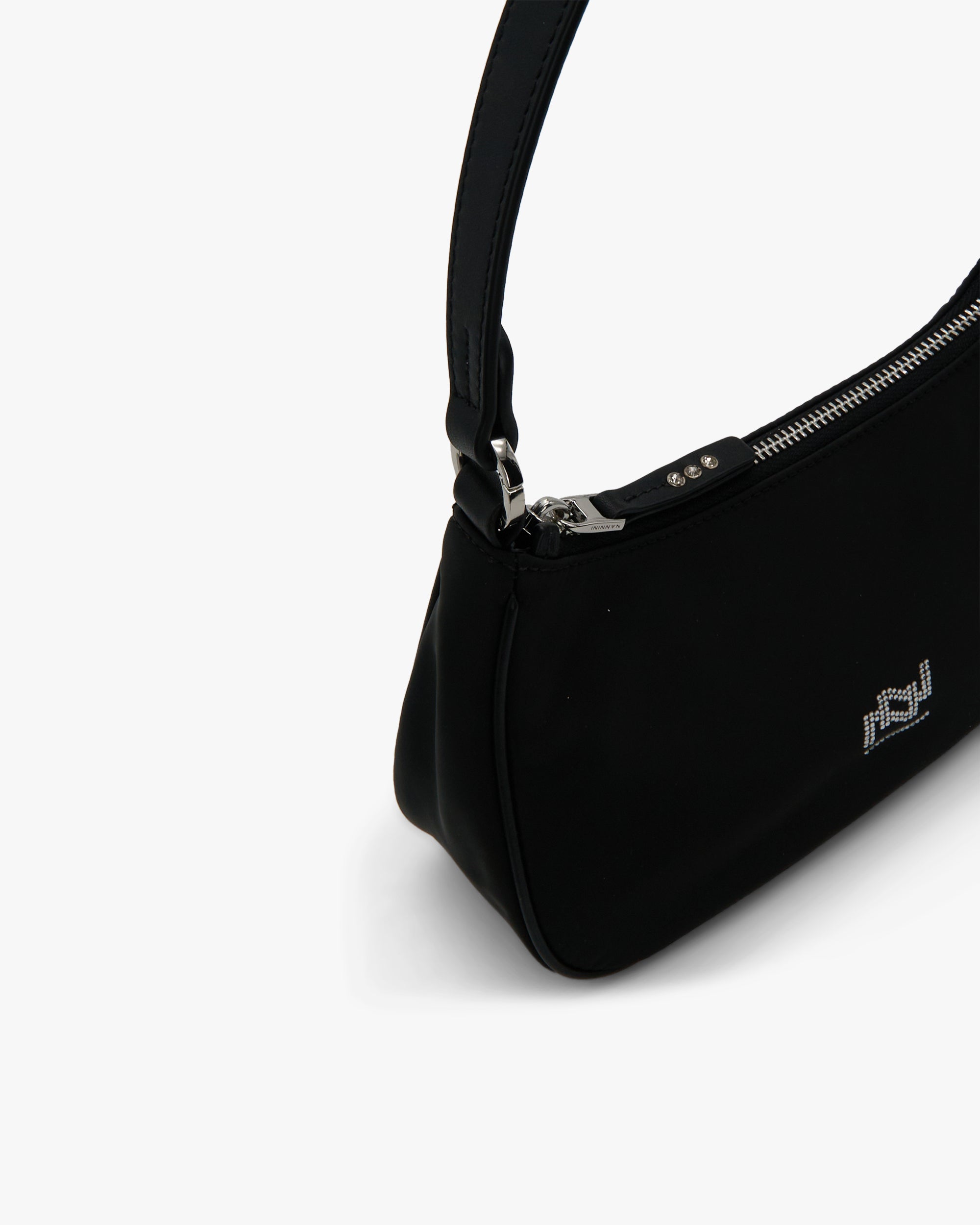 NANNINI borsa spalla donna pelle martellata nera classica