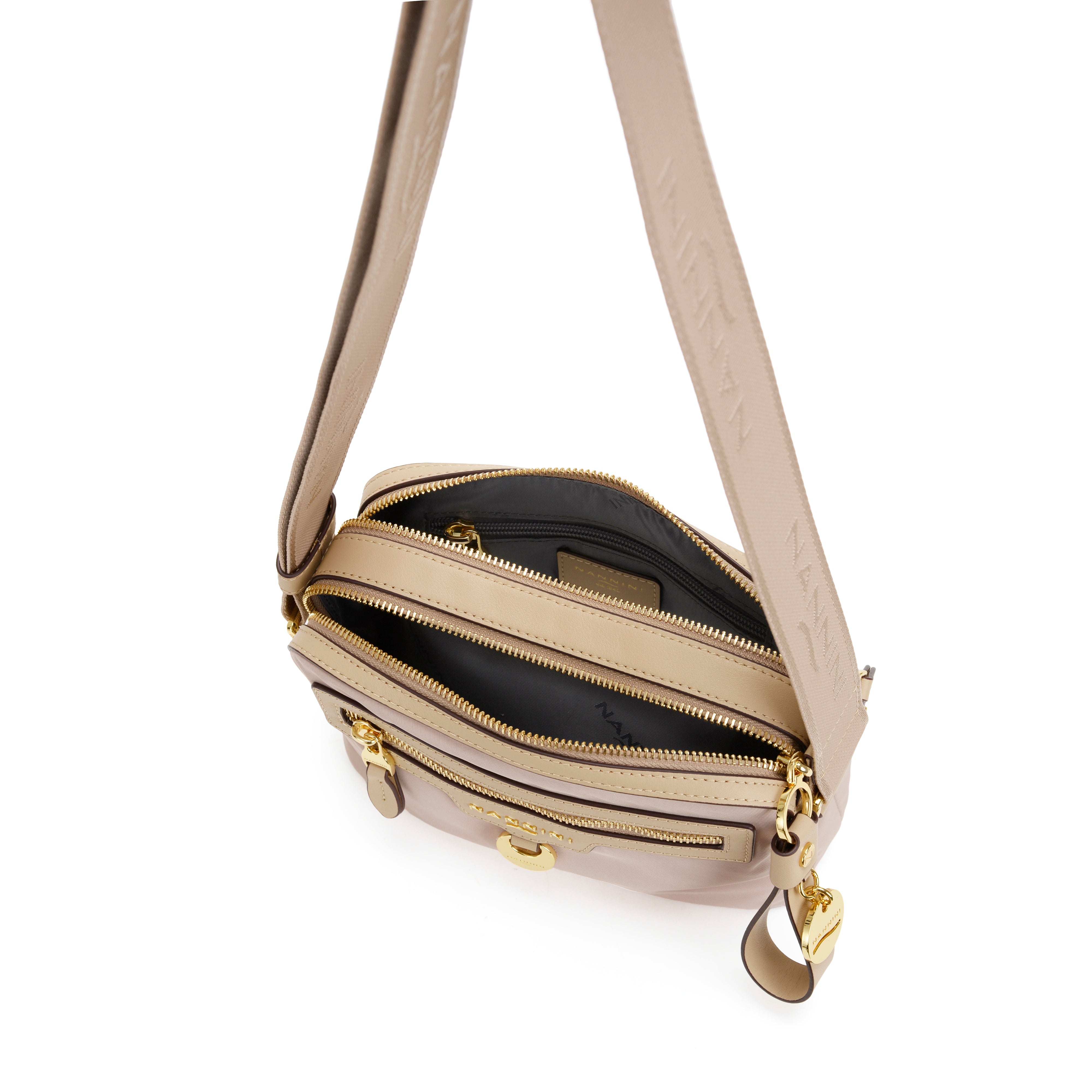 NANNINI borsa spalla donna pelle sintetica beige chiara