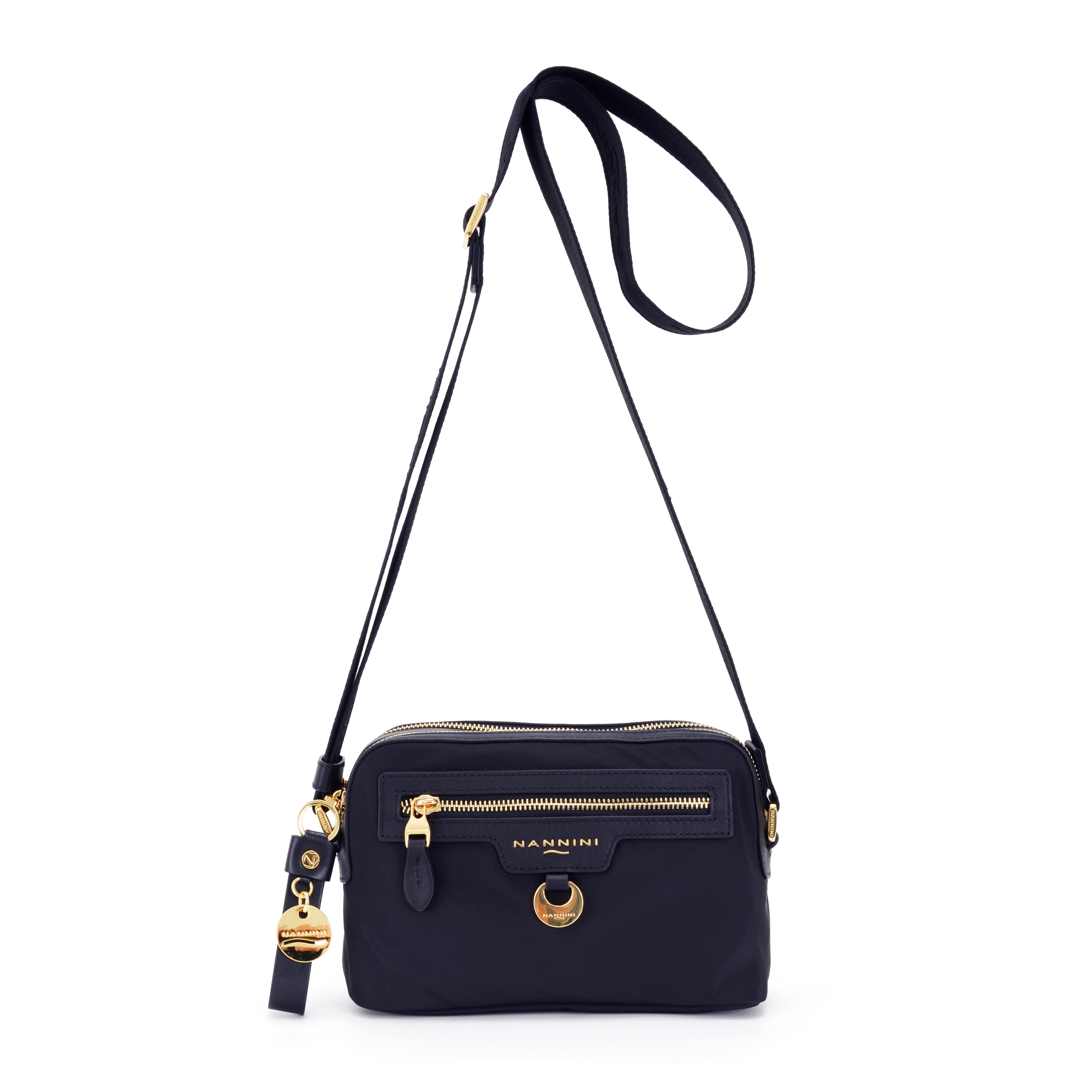 NANNINI borsa spalla martellata navy pelle liscia donna