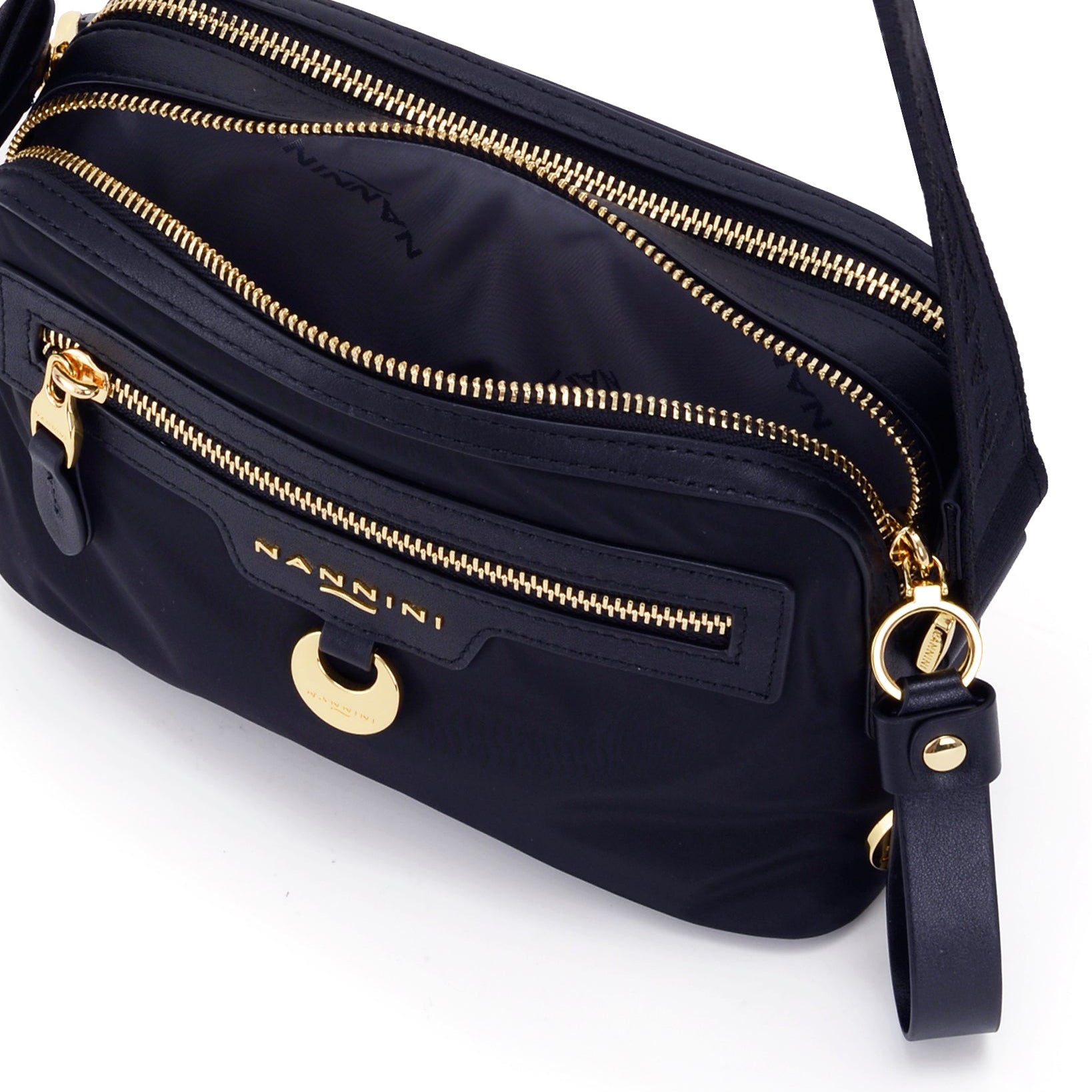 NANNINI borsa spalla donna pelle saffiano blu cobalto