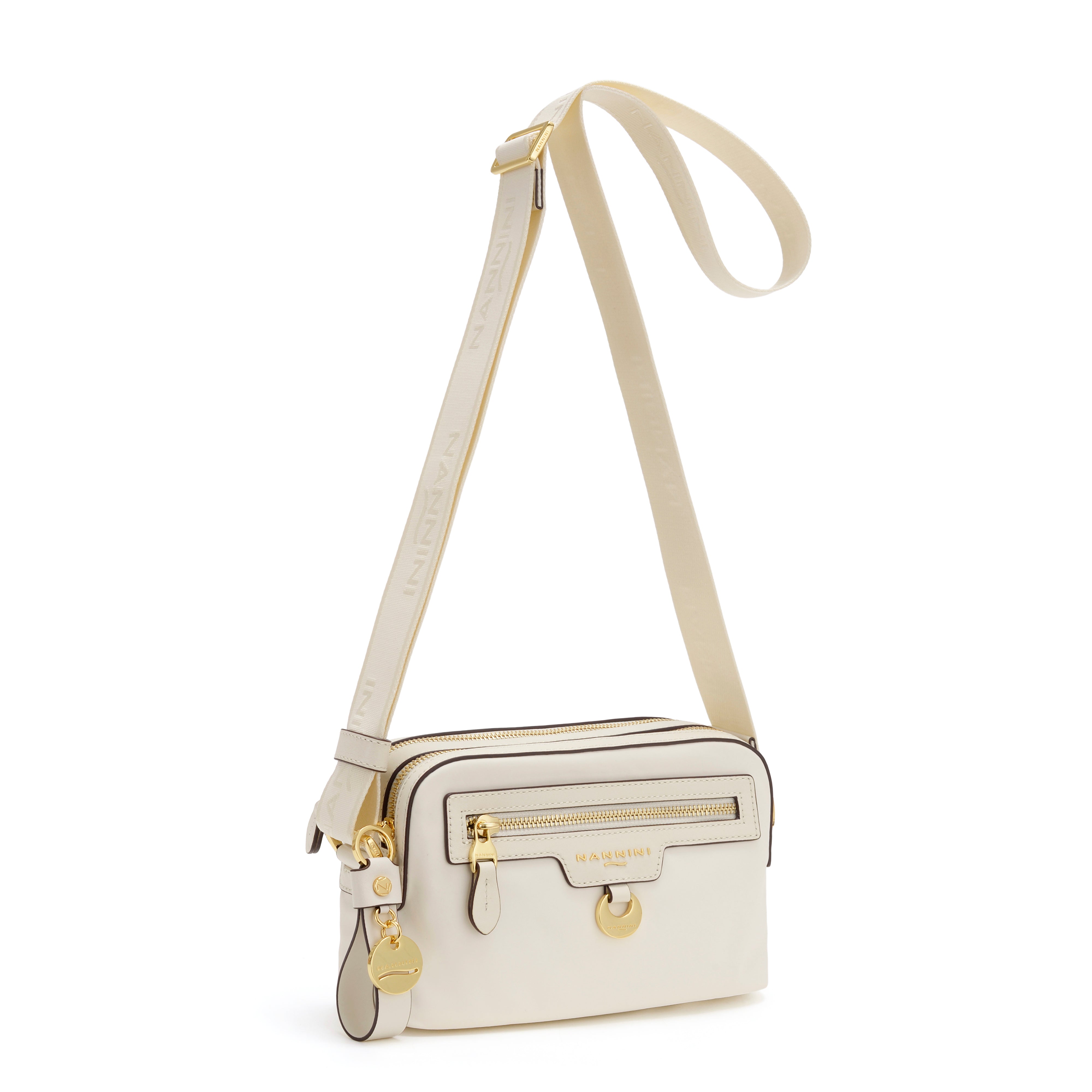 NANNINI borsa spalla pelle liscia off-white donna manici