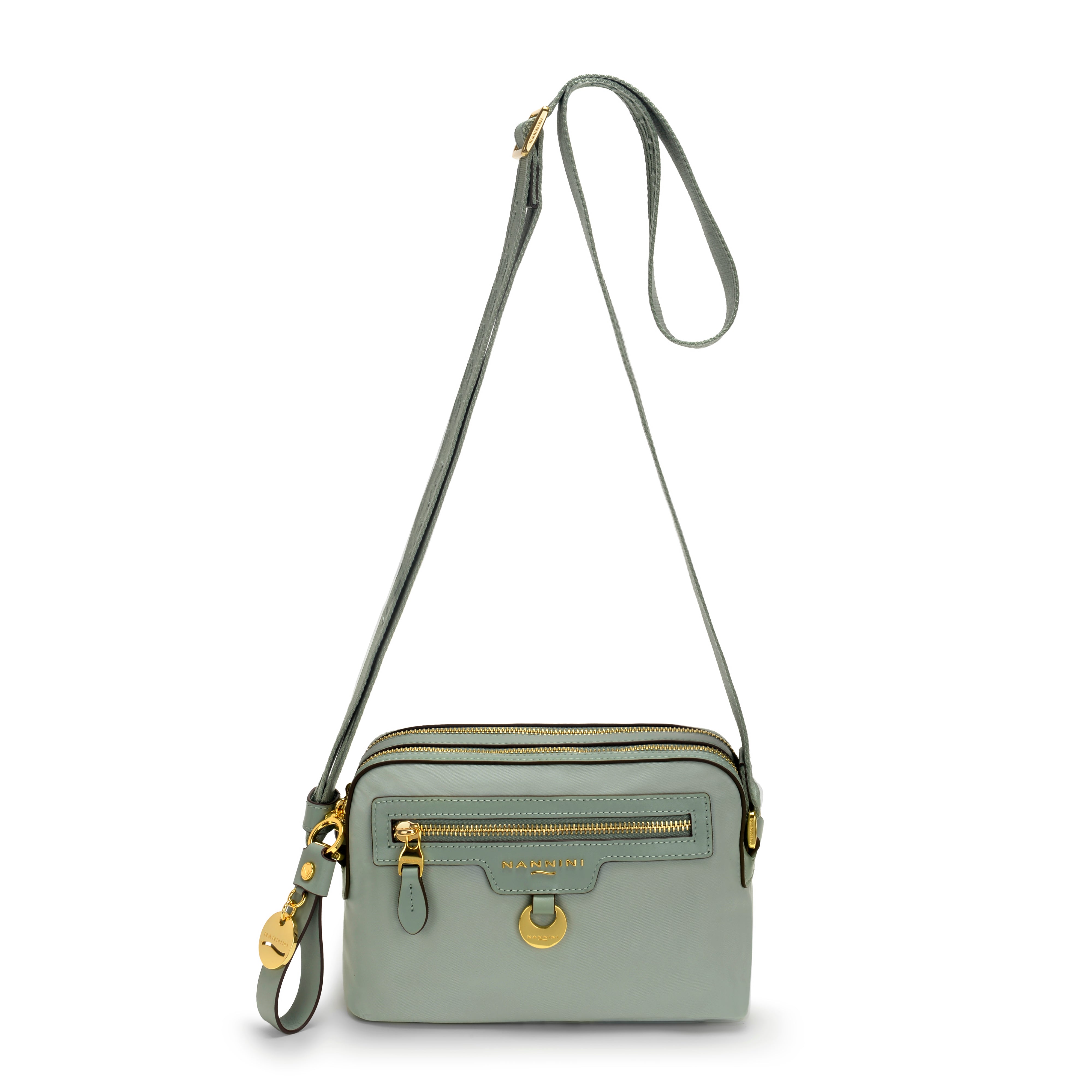 NANNINI borsa spalla donna pelle liscia verde salvia