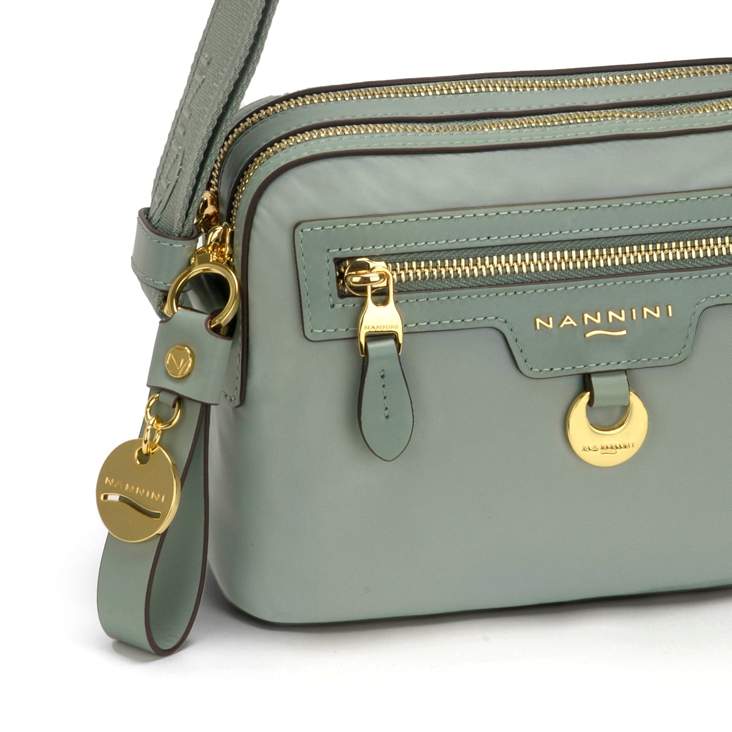 NANNINI borsa secchiello pelle saffiano verde salvia donna