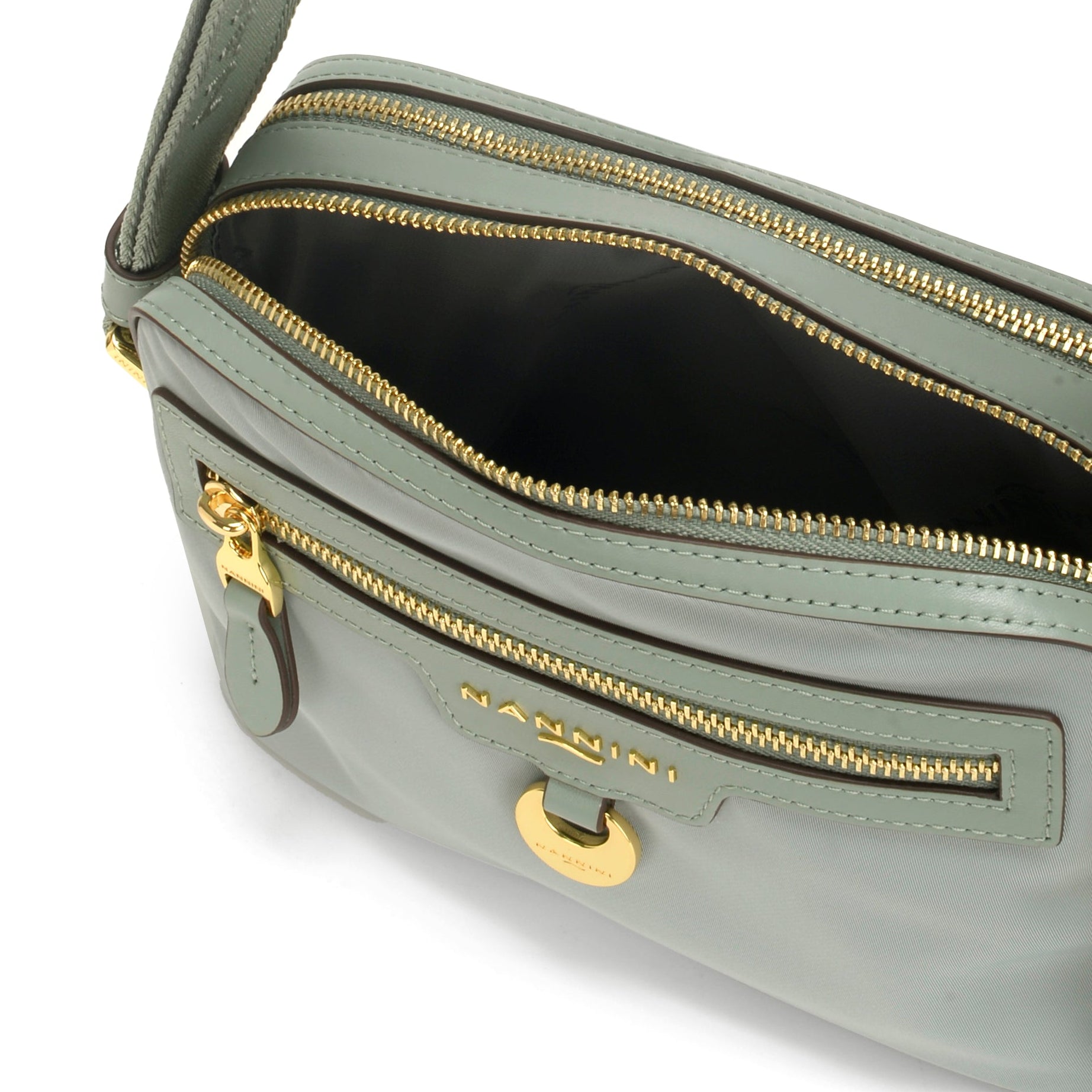 NANNINI borsa spalla donna pelle martellata salvia