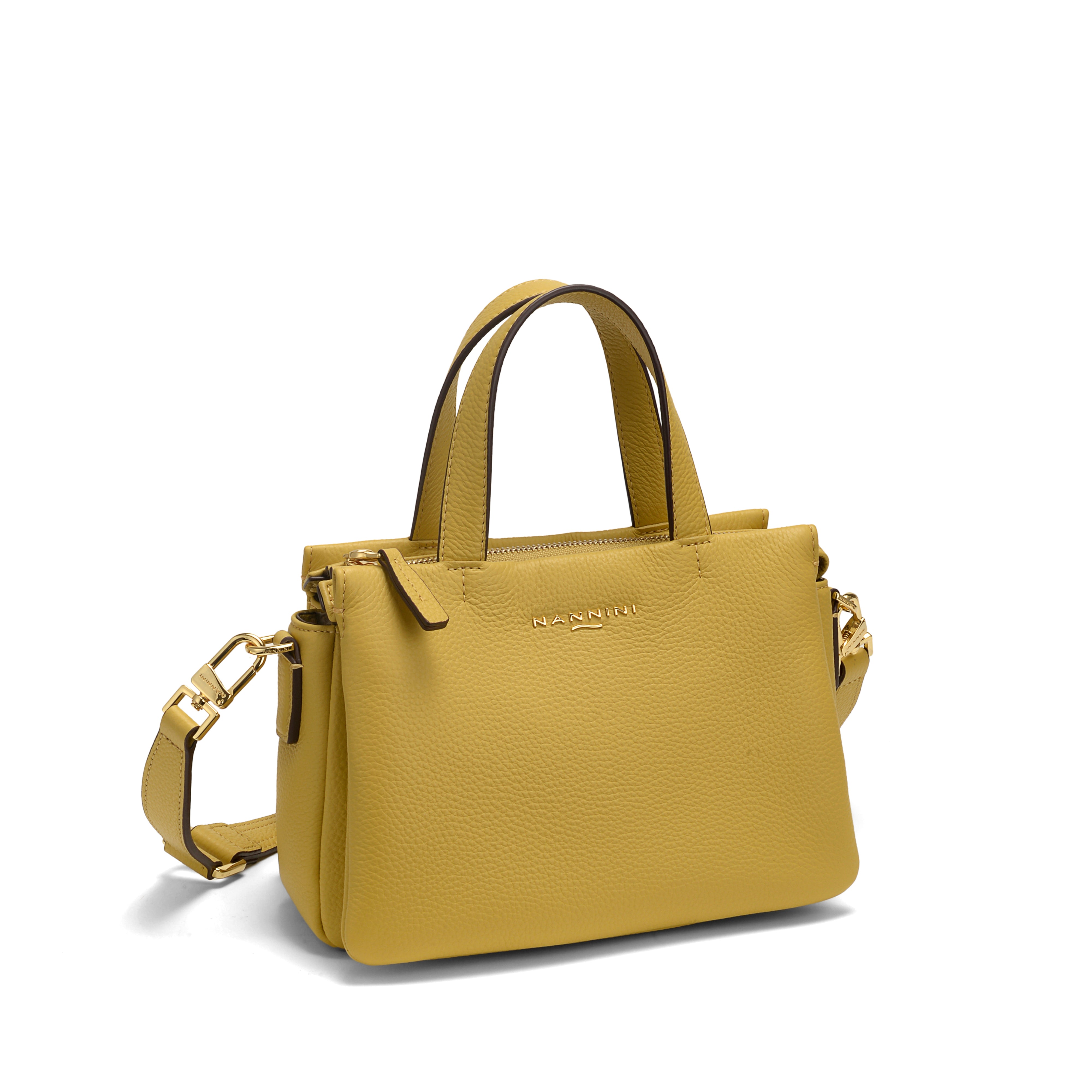 NANNINI Bauletto Pelle Martellata Giallo Borsa A Mano