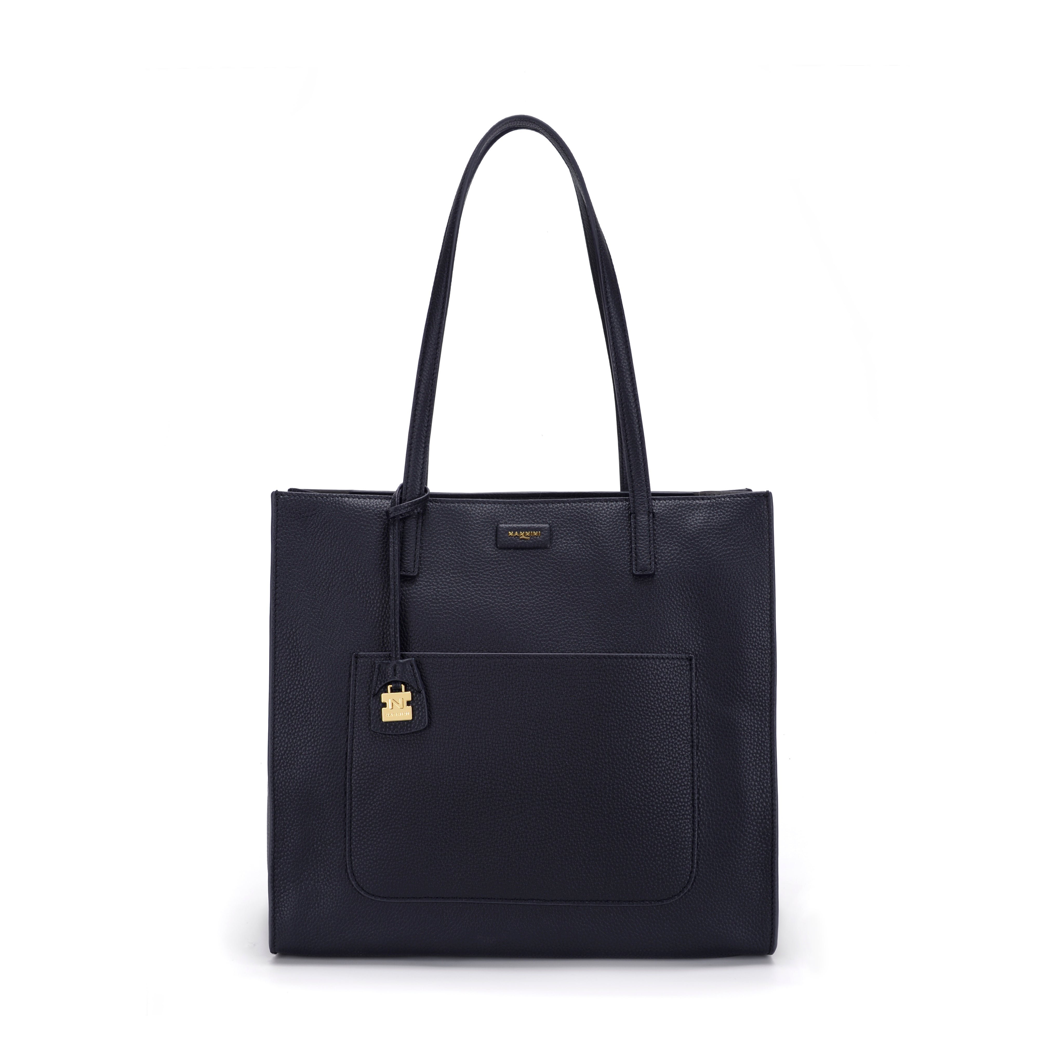 NANNINI borsa secchiello pelle blu navy testurizzata donna spalla