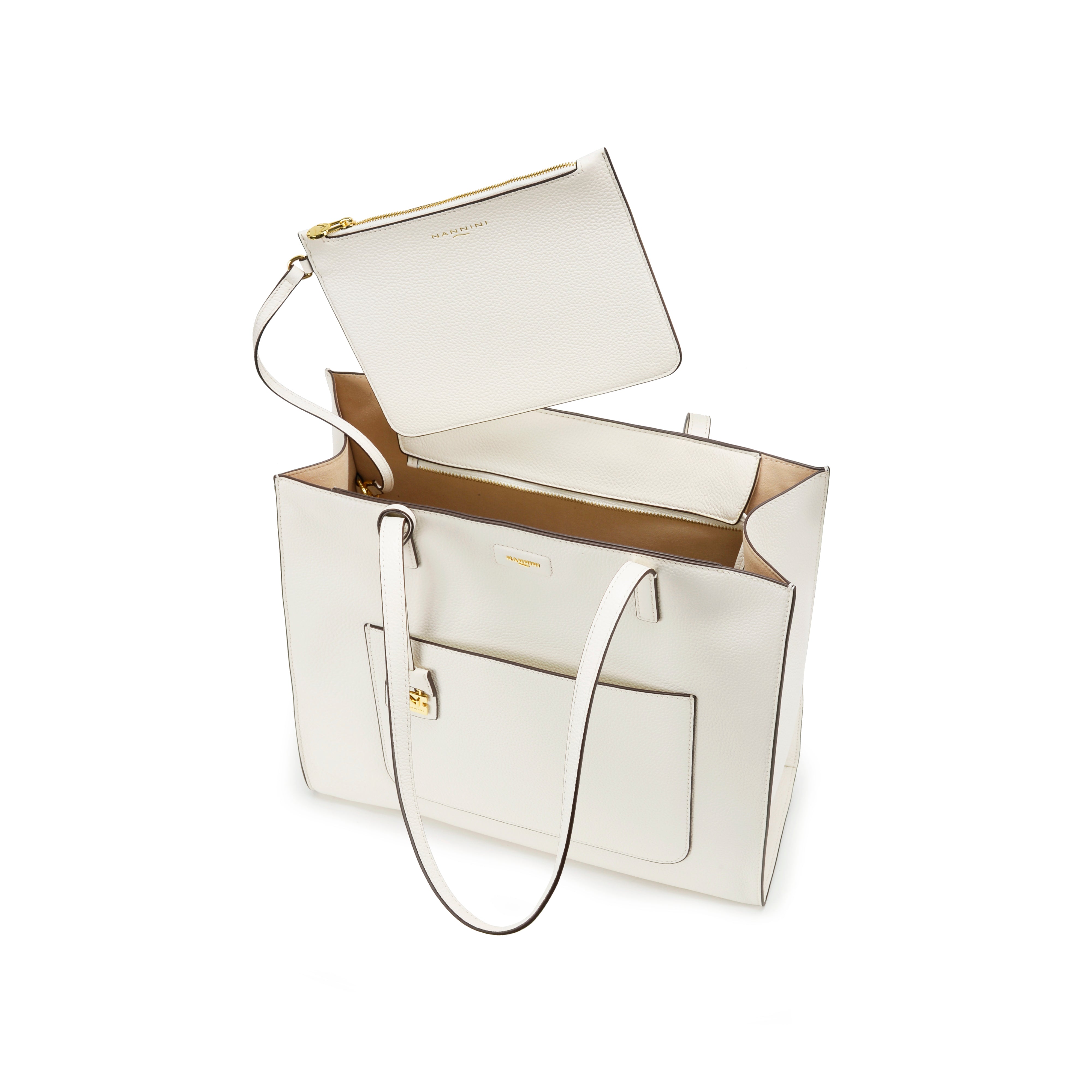 NANNINI borsa spalla donna pelle liscia cuoio made italy